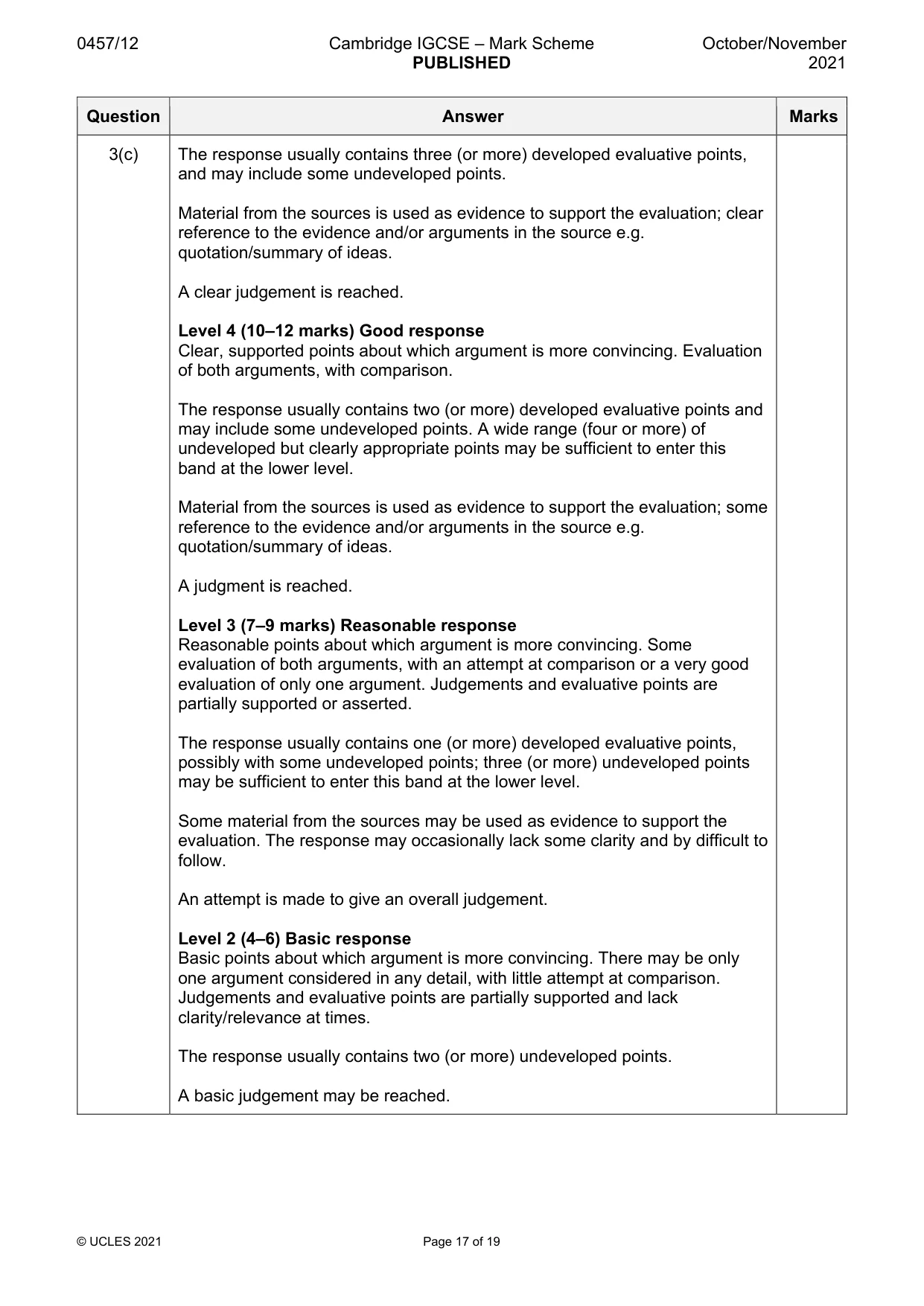 Mark scheme, page 17 of 19