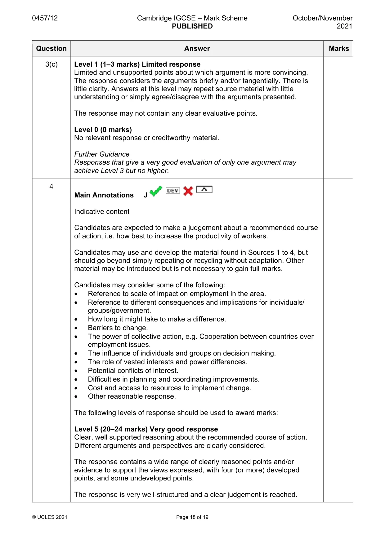 Mark scheme, page 18 of 19