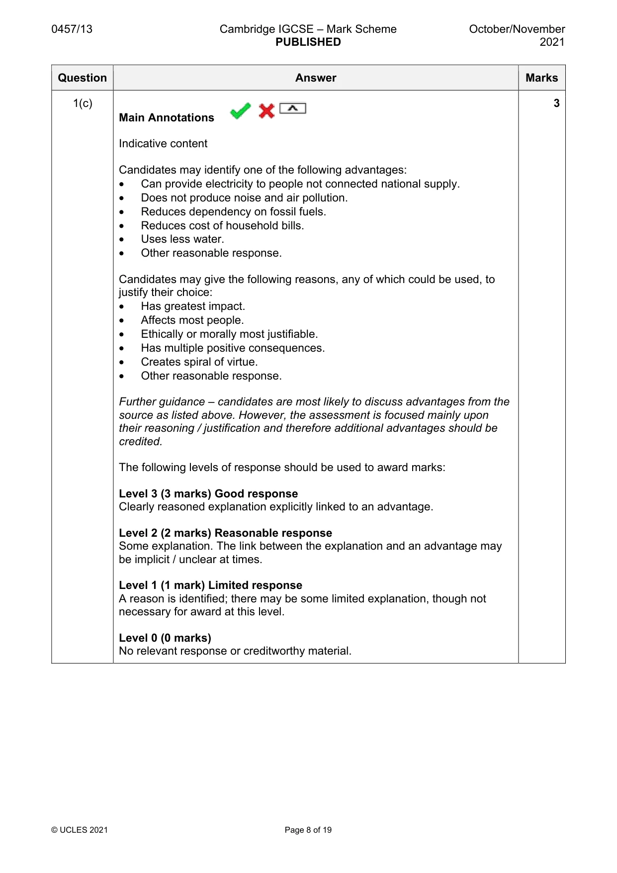 Mark scheme, page 8 of 19