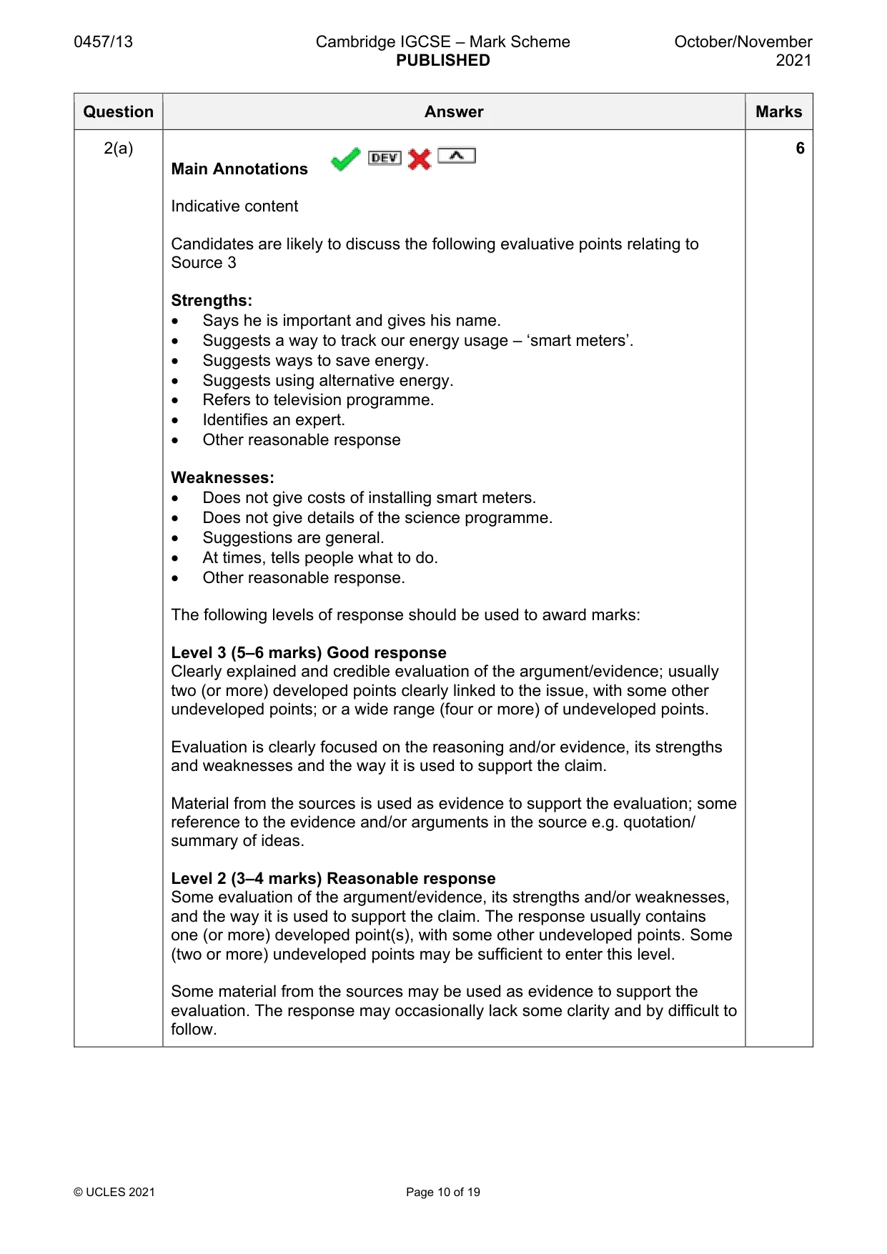 Mark scheme, page 10 of 19
