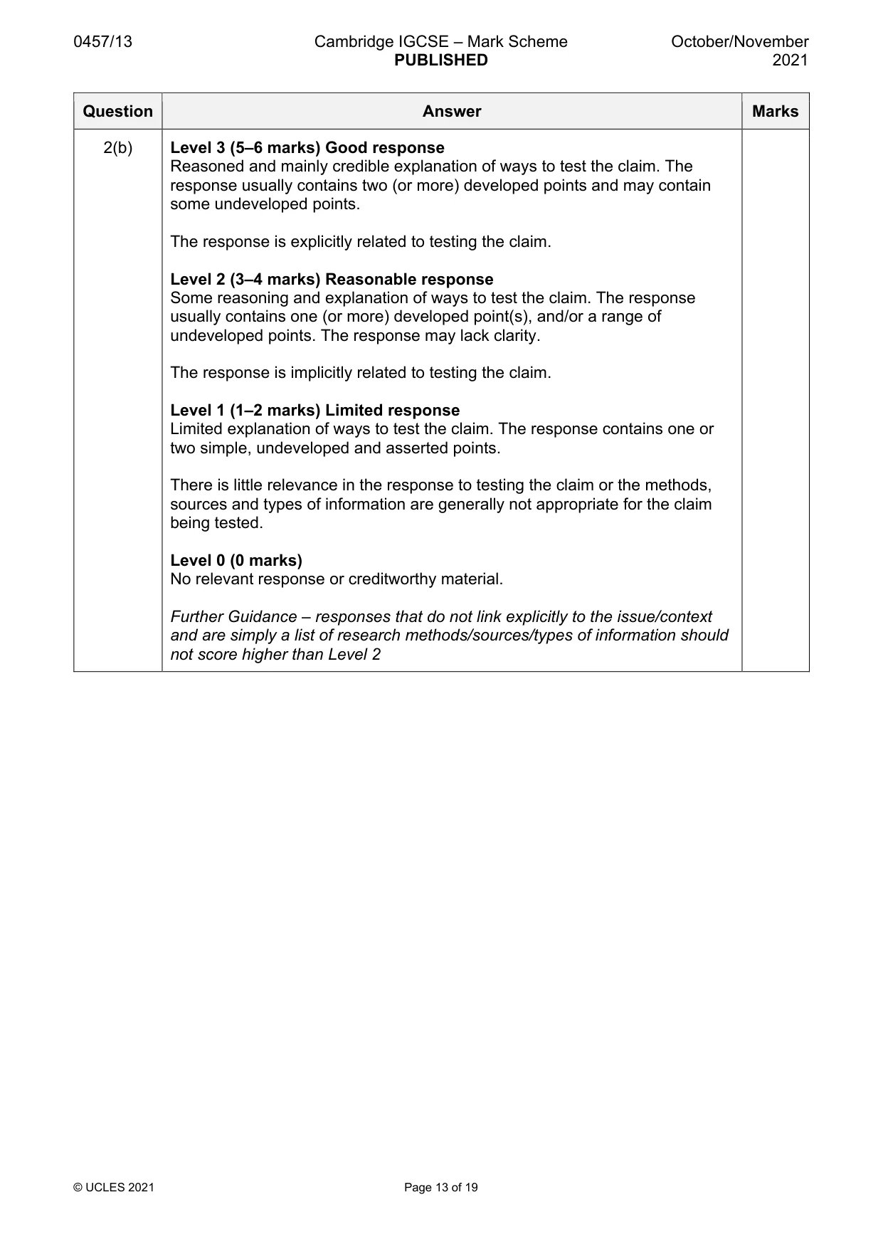 Mark scheme, page 13 of 19