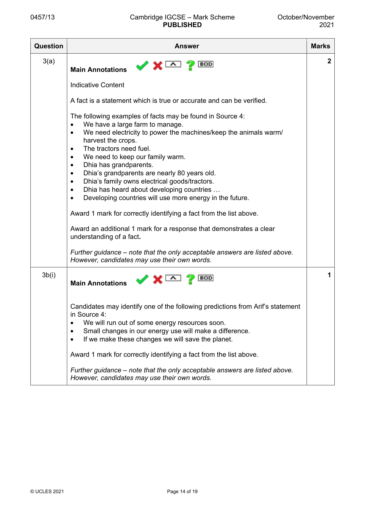 Mark scheme, page 14 of 19