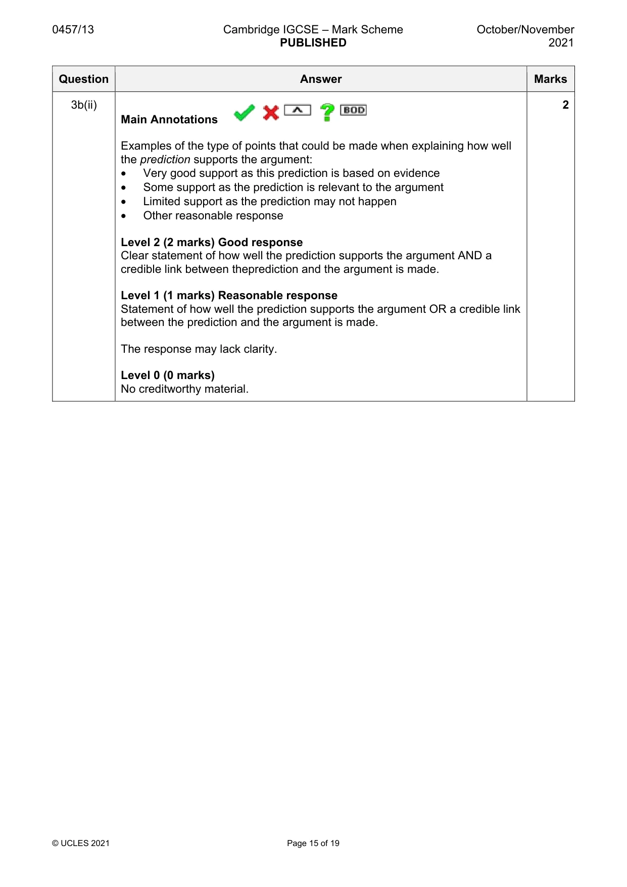 Mark scheme, page 15 of 19