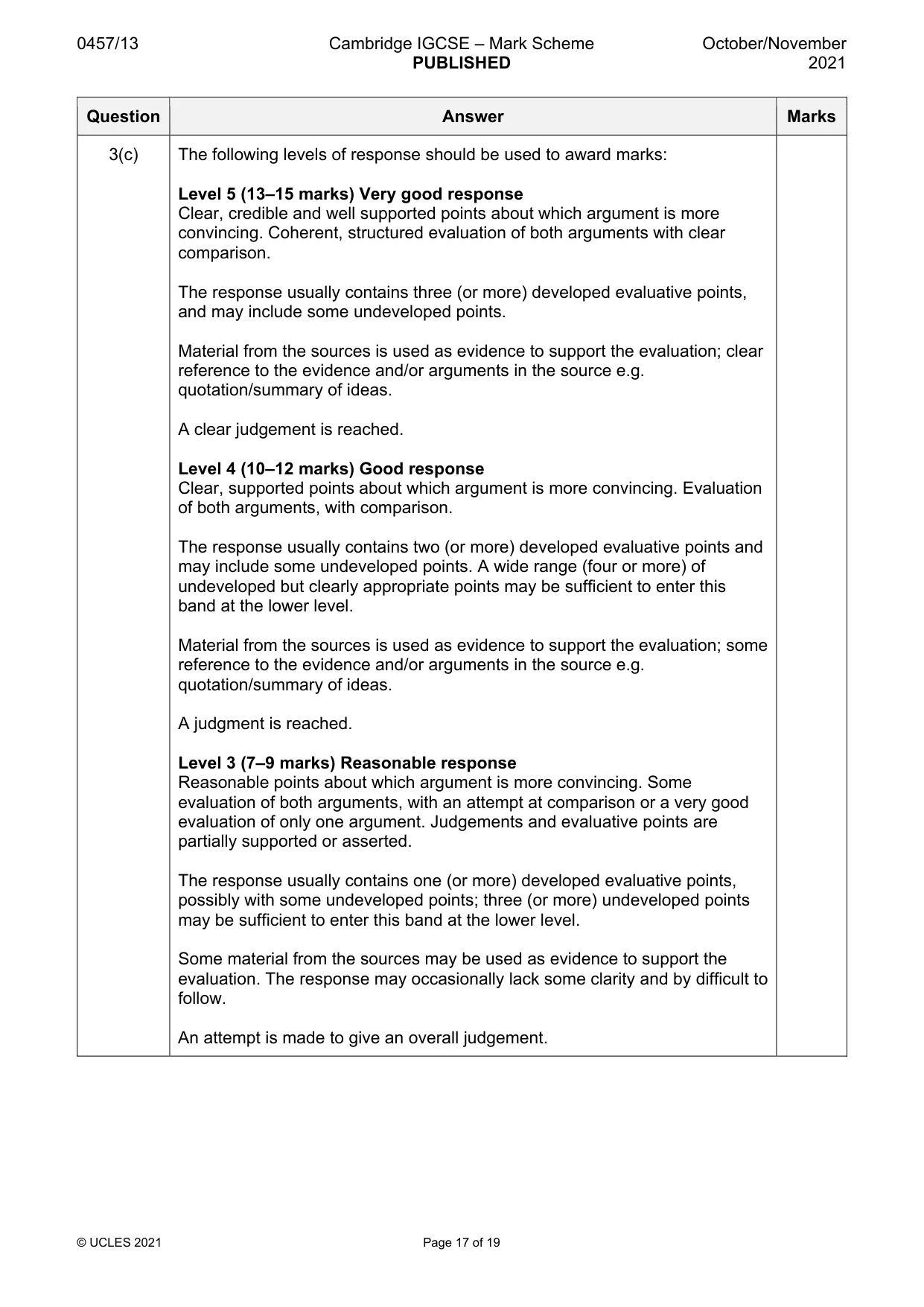 Mark scheme, page 17 of 19