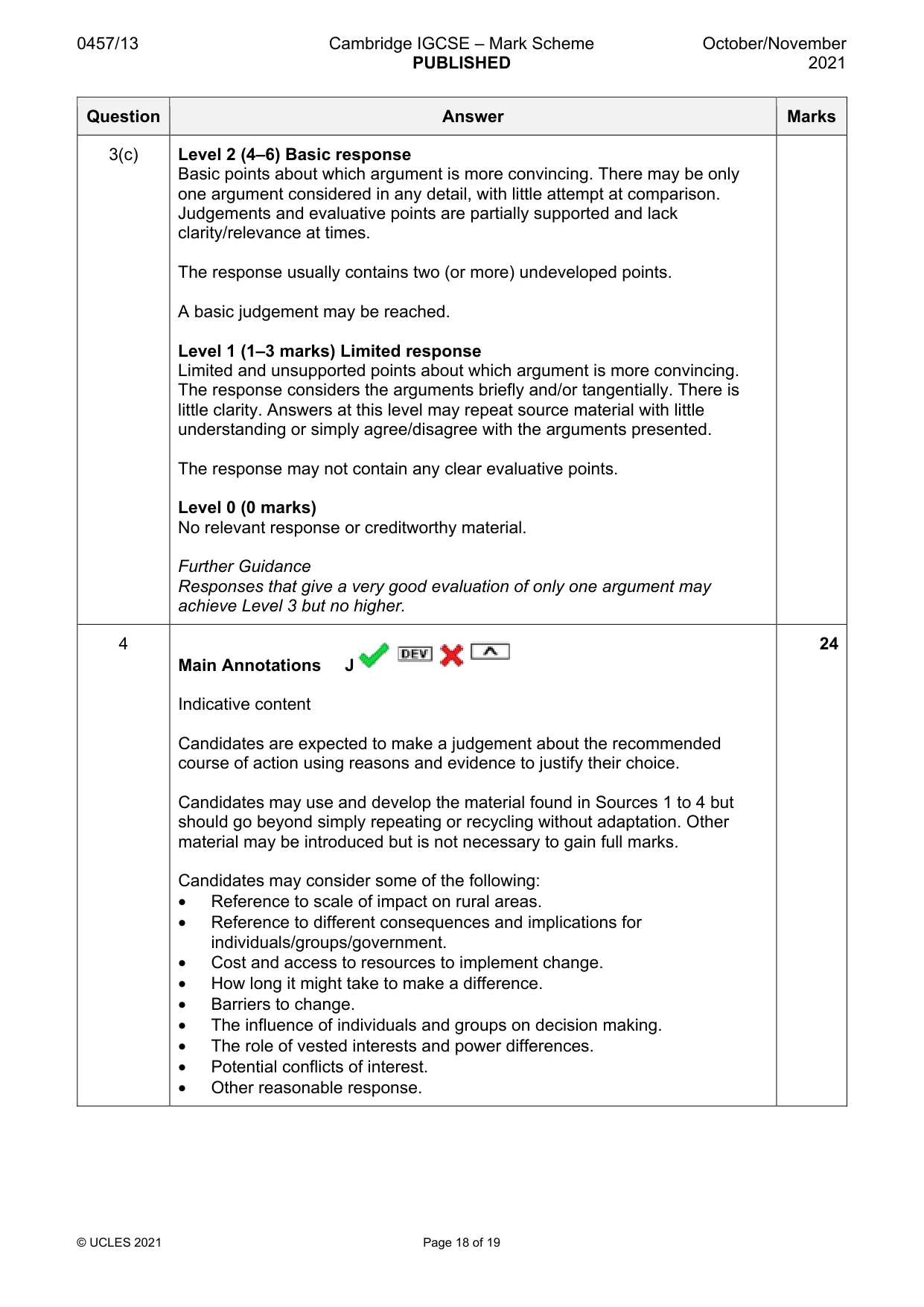 Mark scheme, page 18 of 19