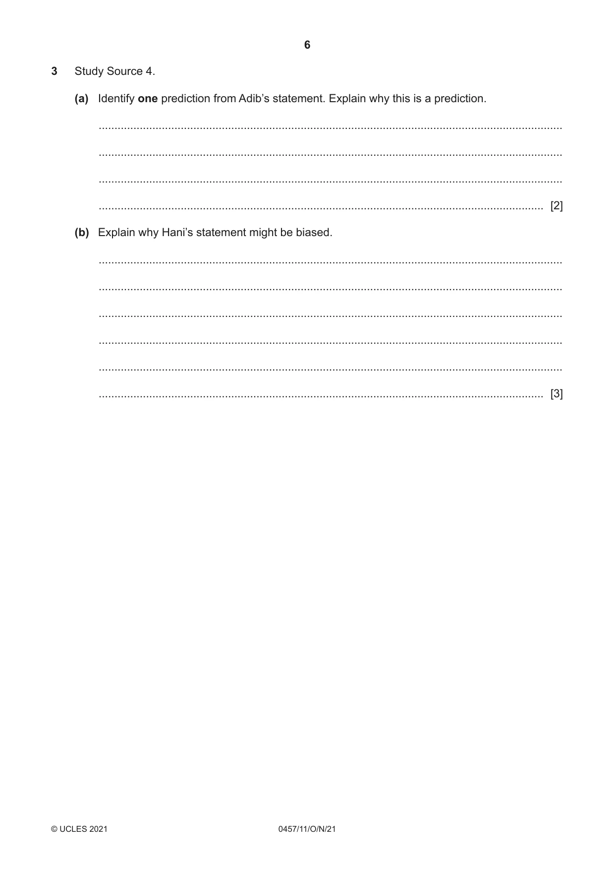 Cambridge IGCSE Global Perspectives 0457 2021 Oct/Nov Paper 1 · Variant 1 question paper, page 6 of 12