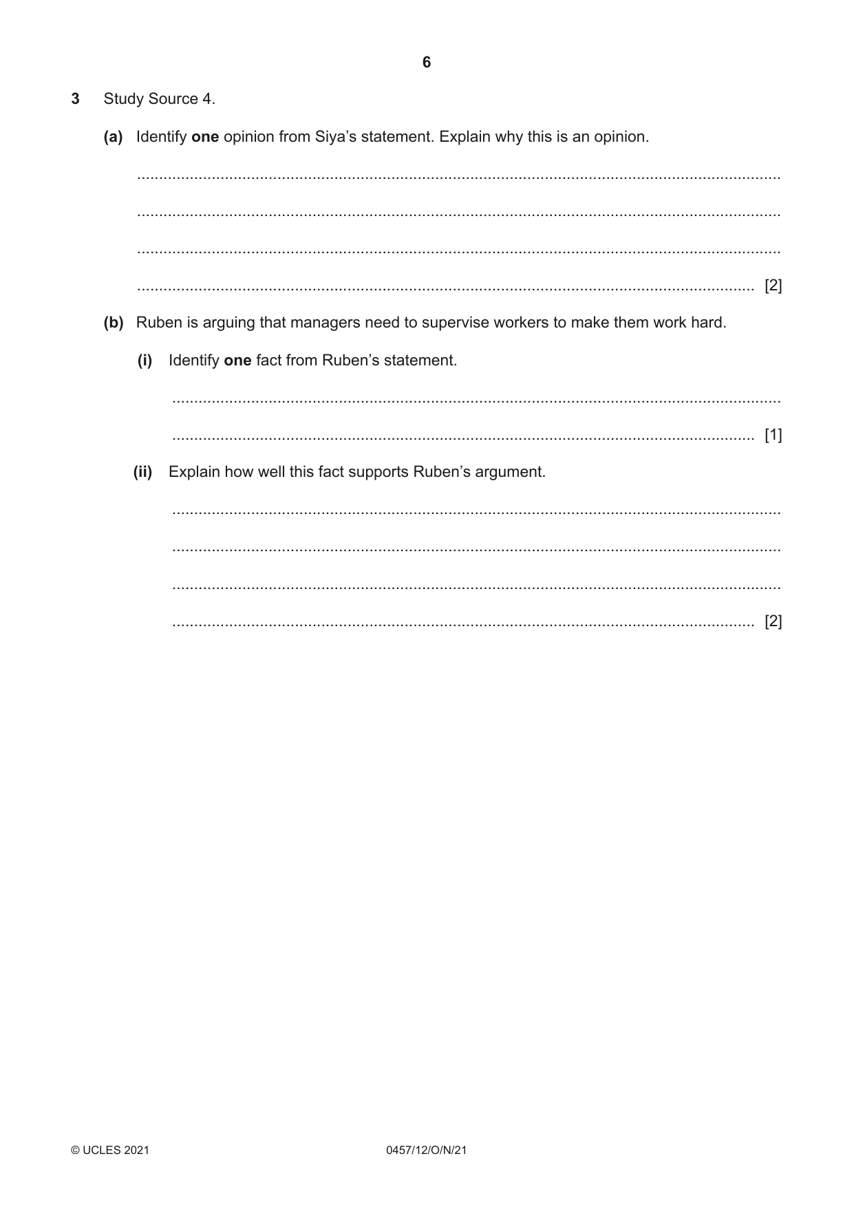 Cambridge IGCSE Global Perspectives 0457 2021 Oct/Nov Paper 1 · Variant 2 question paper, page 6 of 12