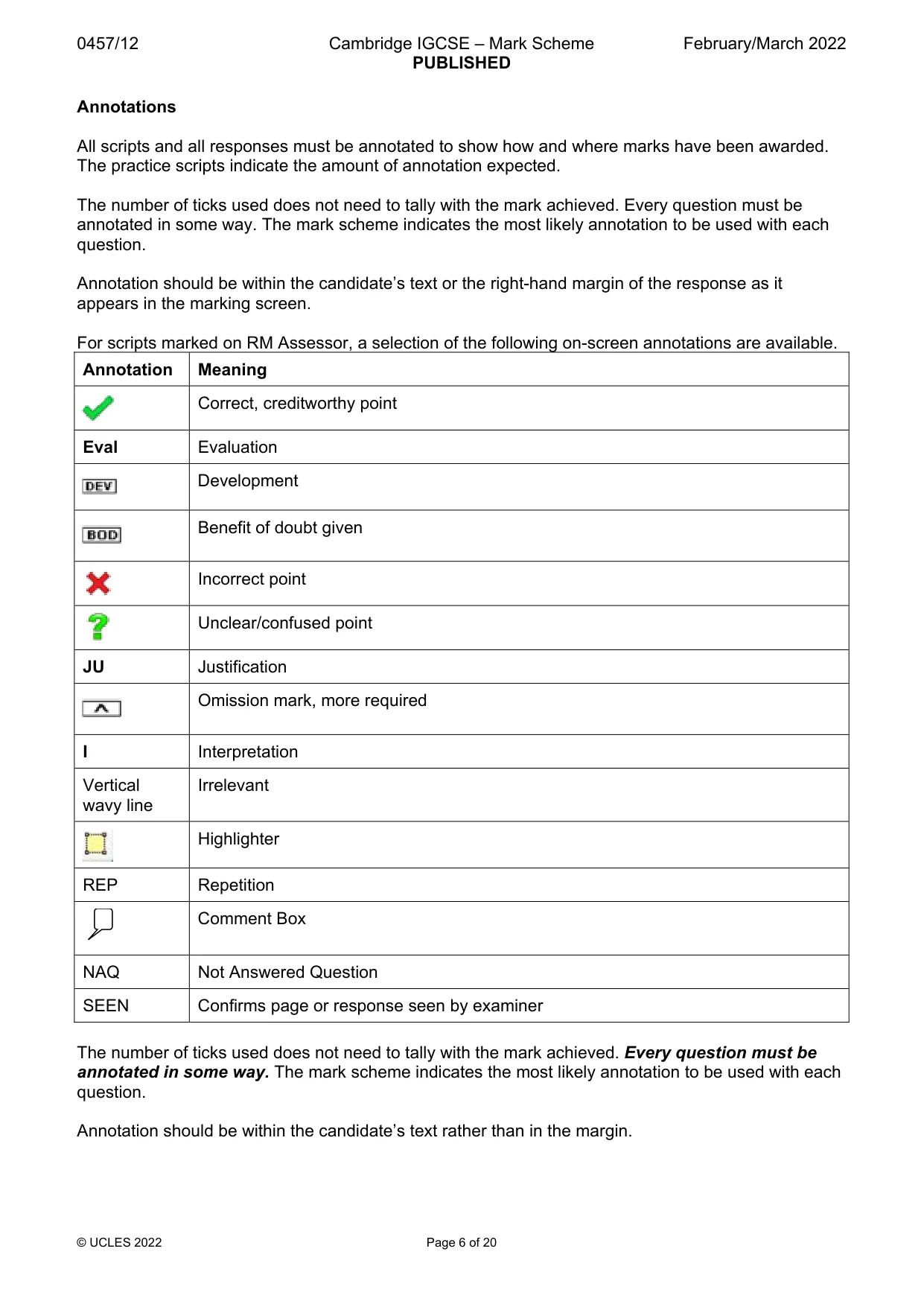 Mark scheme, page 6 of 20