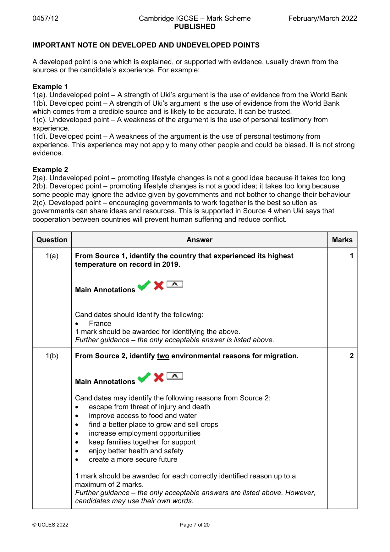 Mark scheme, page 7 of 20