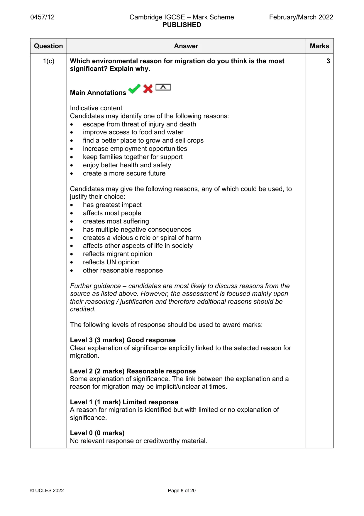 Mark scheme, page 8 of 20