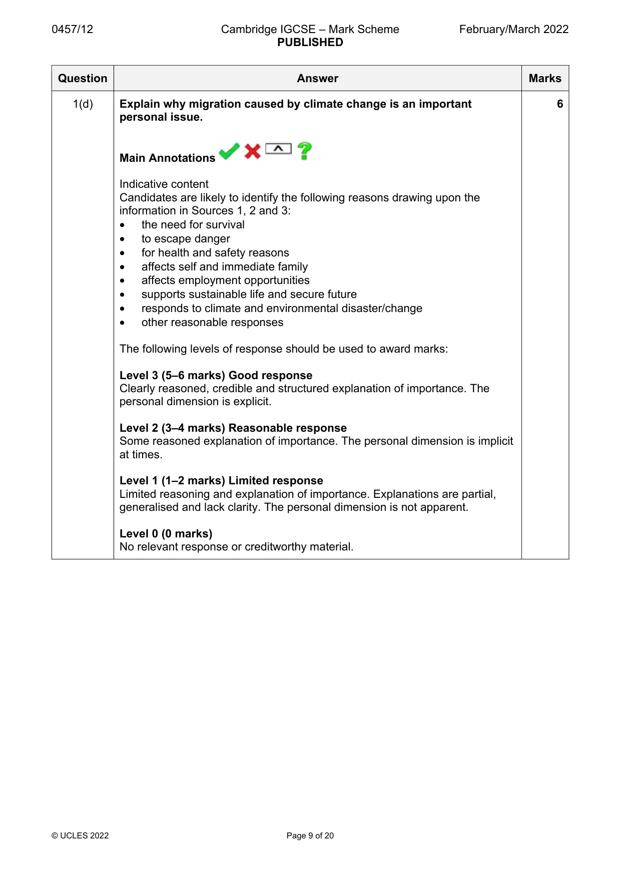 Mark scheme, page 9 of 20