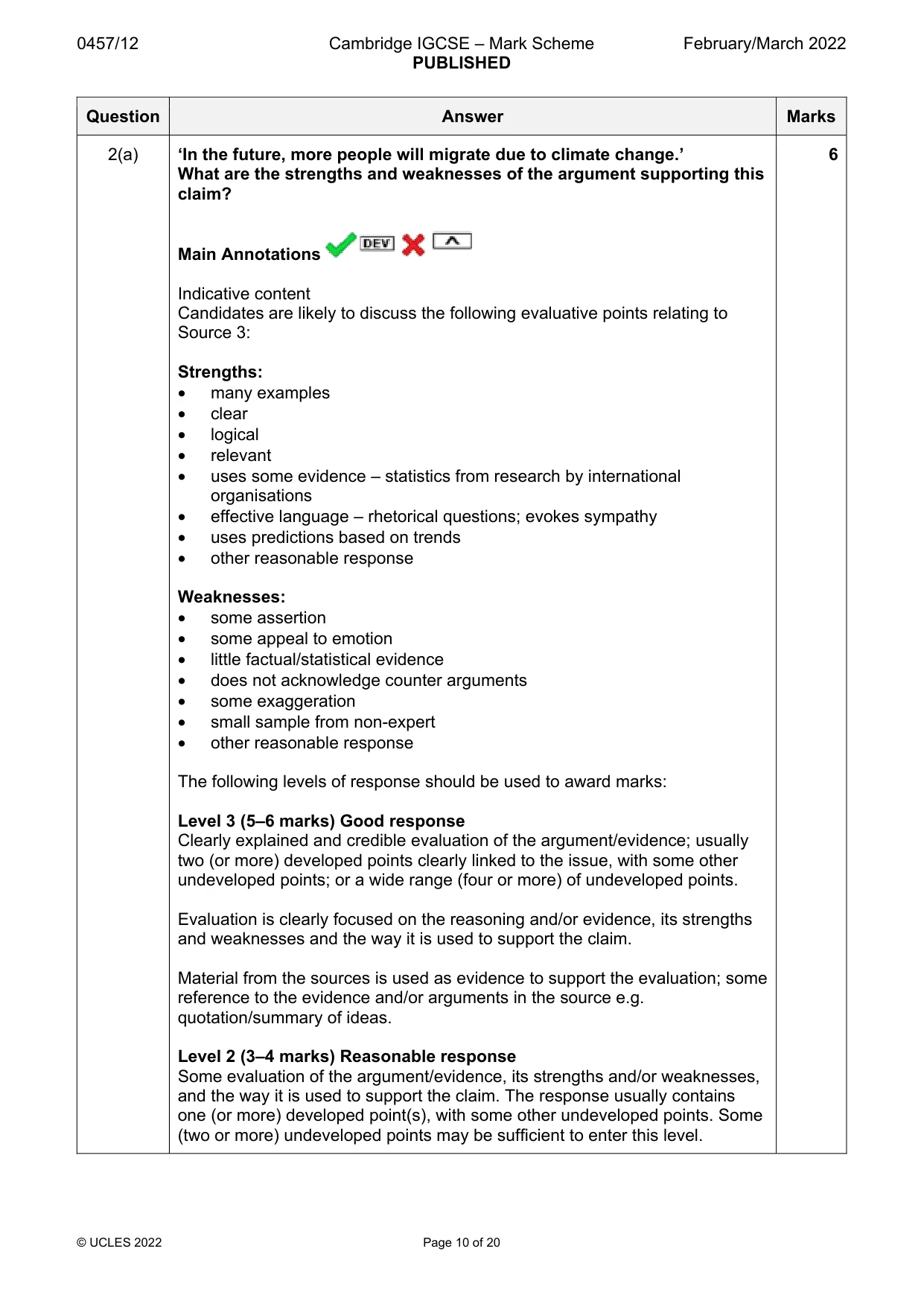 Mark scheme, page 10 of 20