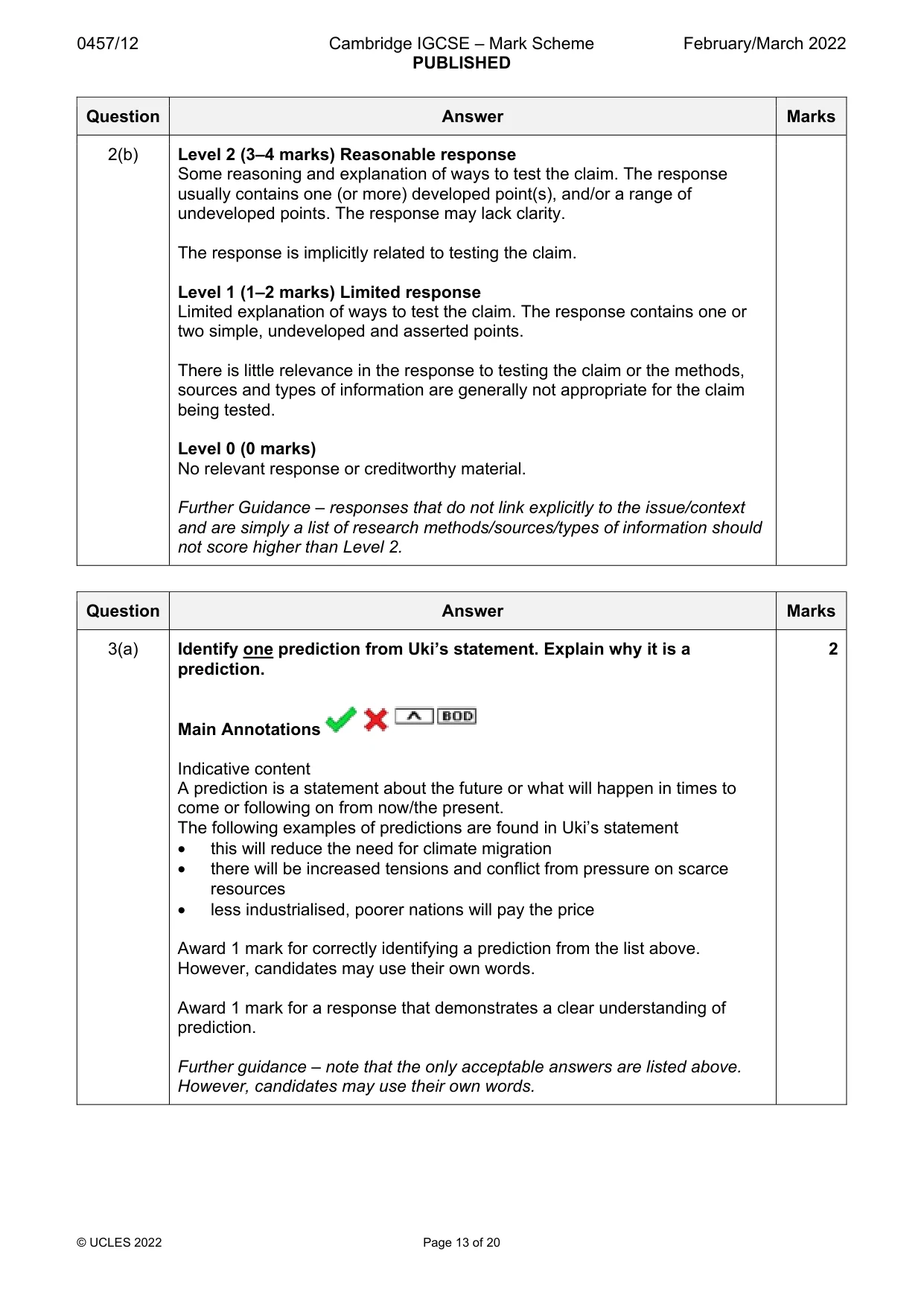 Mark scheme, page 13 of 20