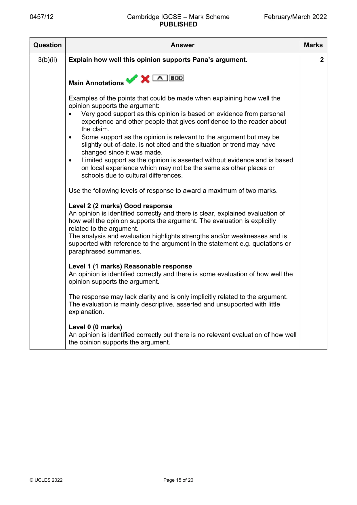 Mark scheme, page 15 of 20
