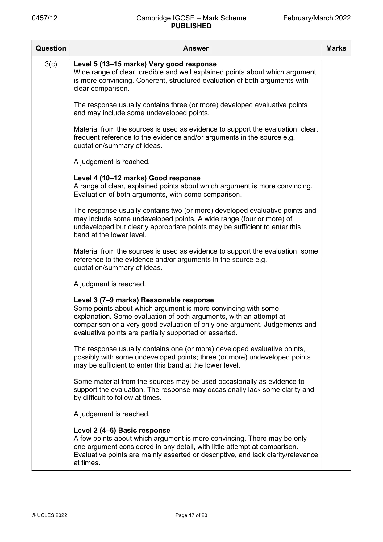 Mark scheme, page 17 of 20