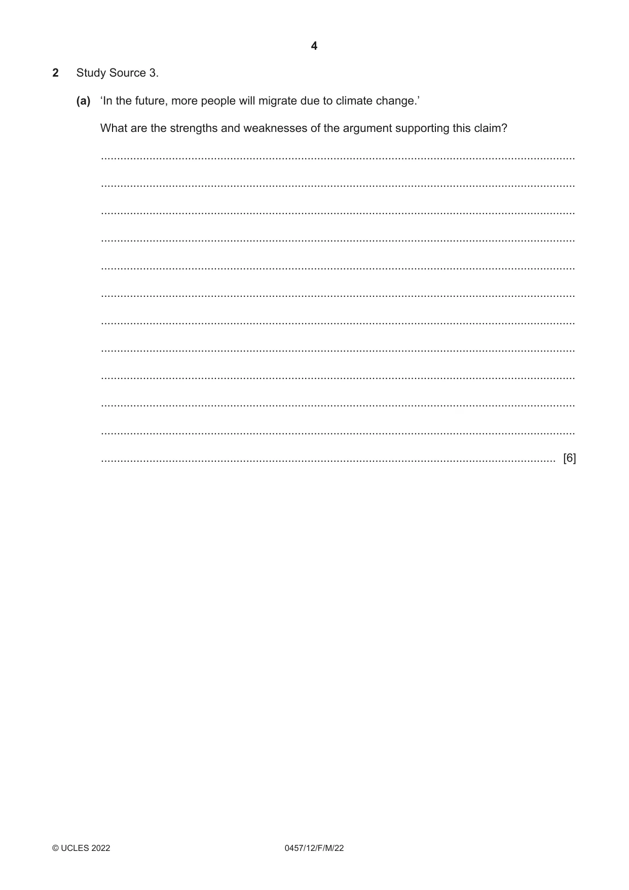 Cambridge IGCSE Global Perspectives 0457 2022 Feb/March Paper 1 · Variant 2 question paper, page 4 of 12