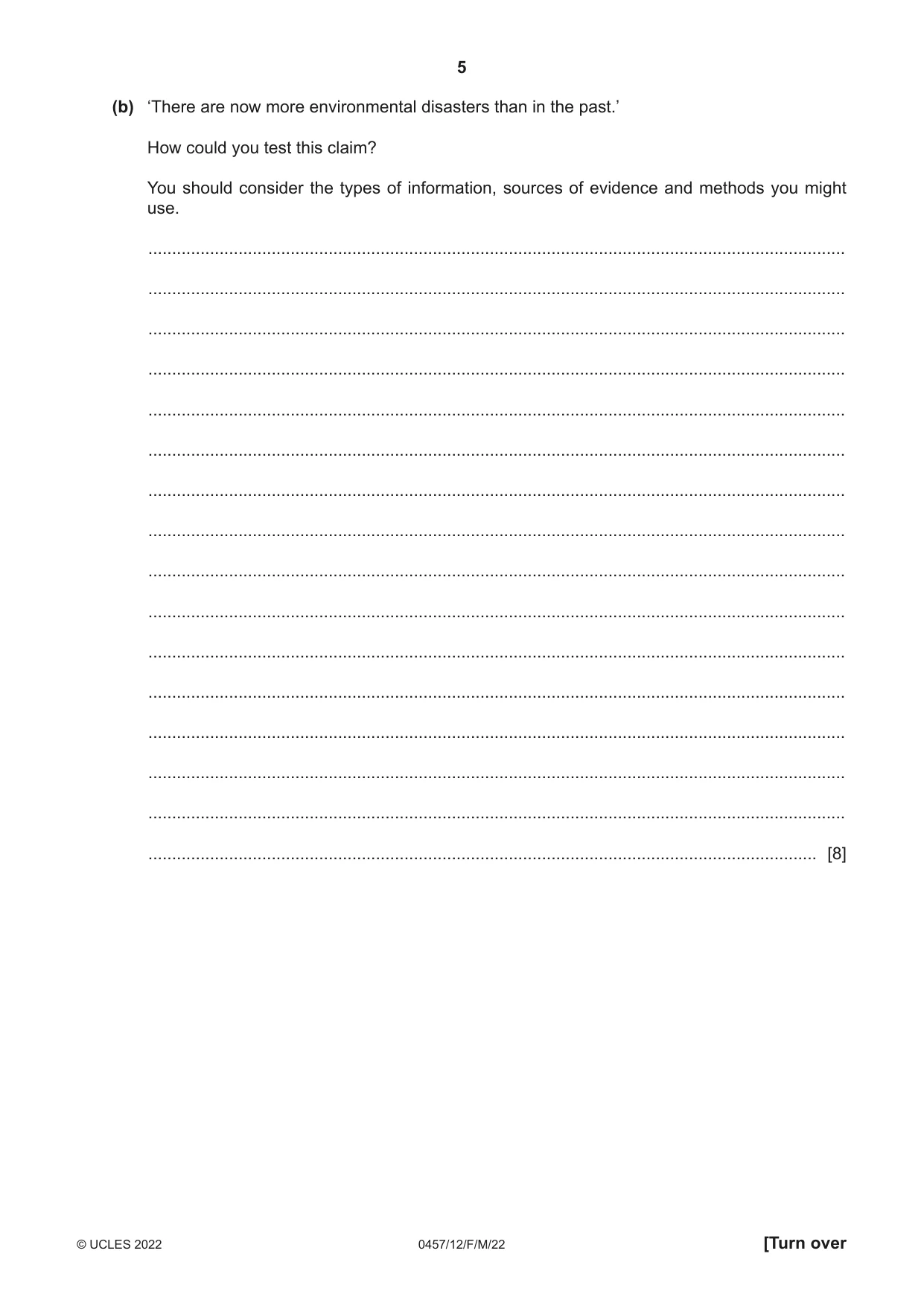 Cambridge IGCSE Global Perspectives 0457 2022 Feb/March Paper 1 · Variant 2 question paper, page 5 of 12