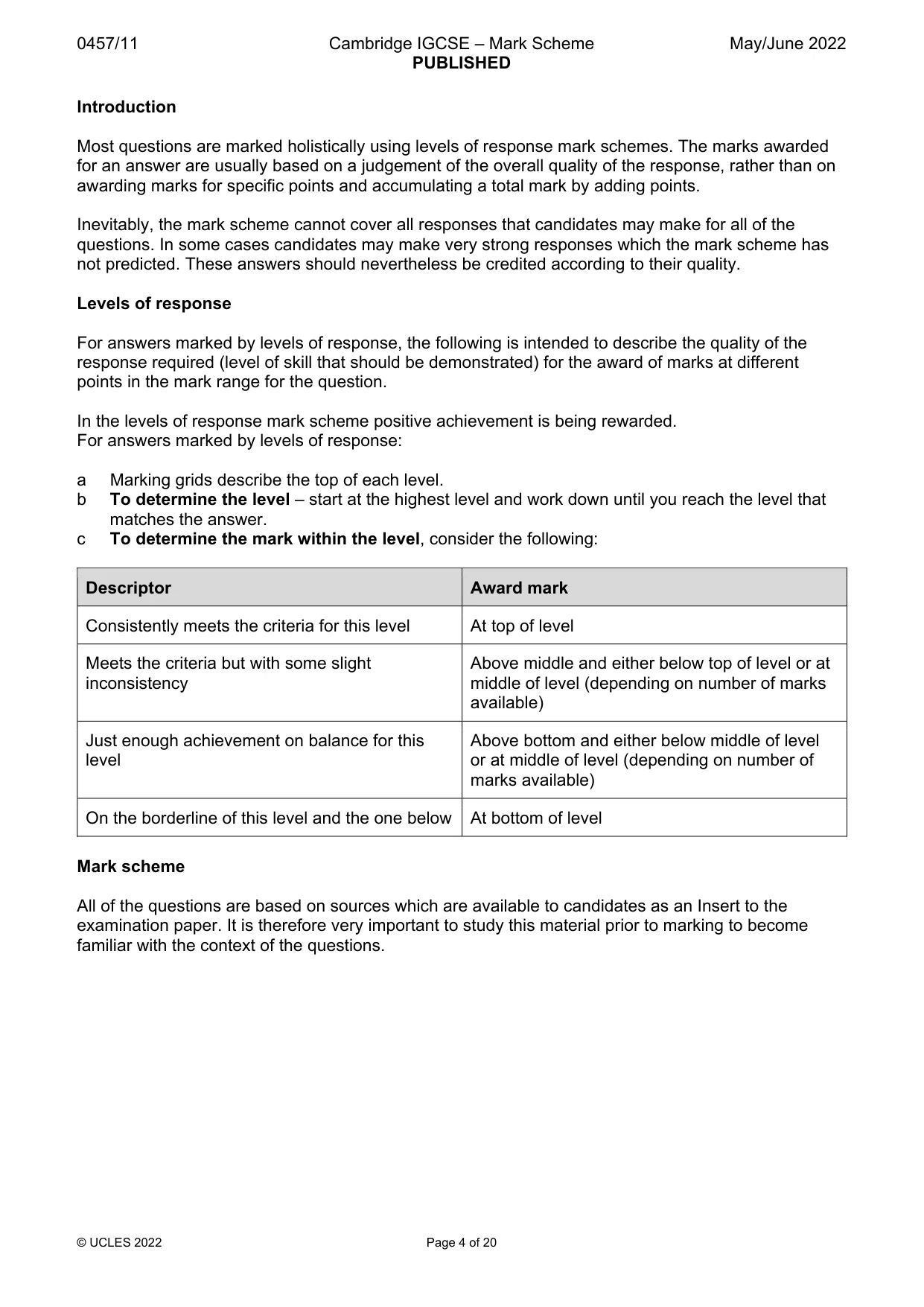 Mark scheme, page 4 of 20