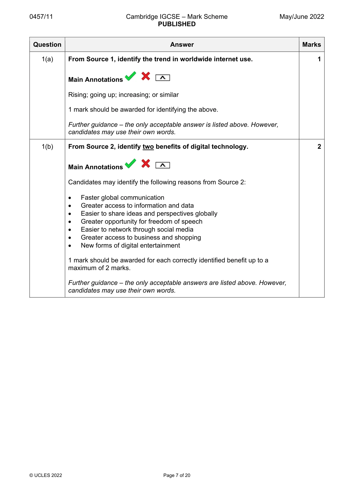 Mark scheme, page 7 of 20