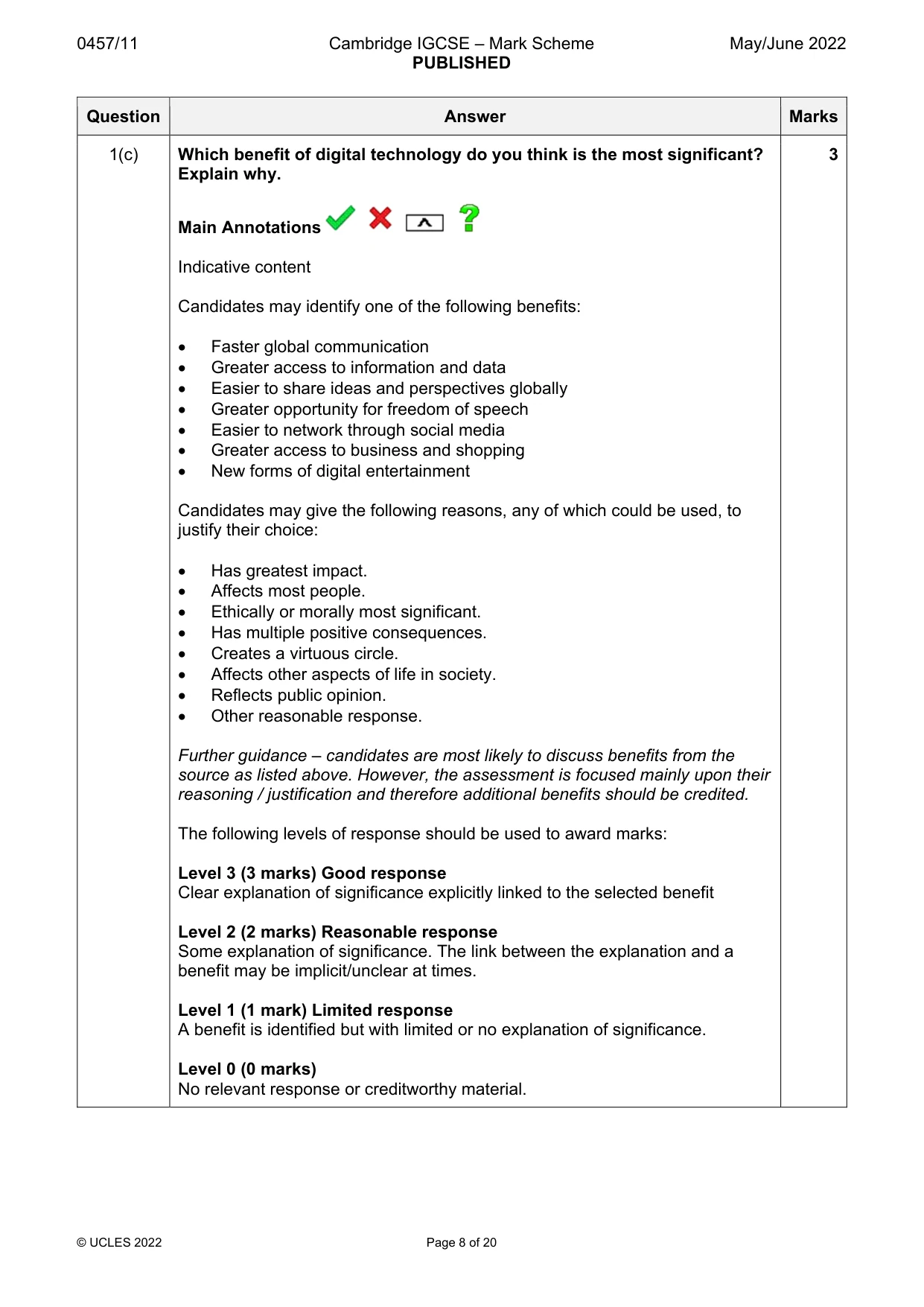 Mark scheme, page 8 of 20