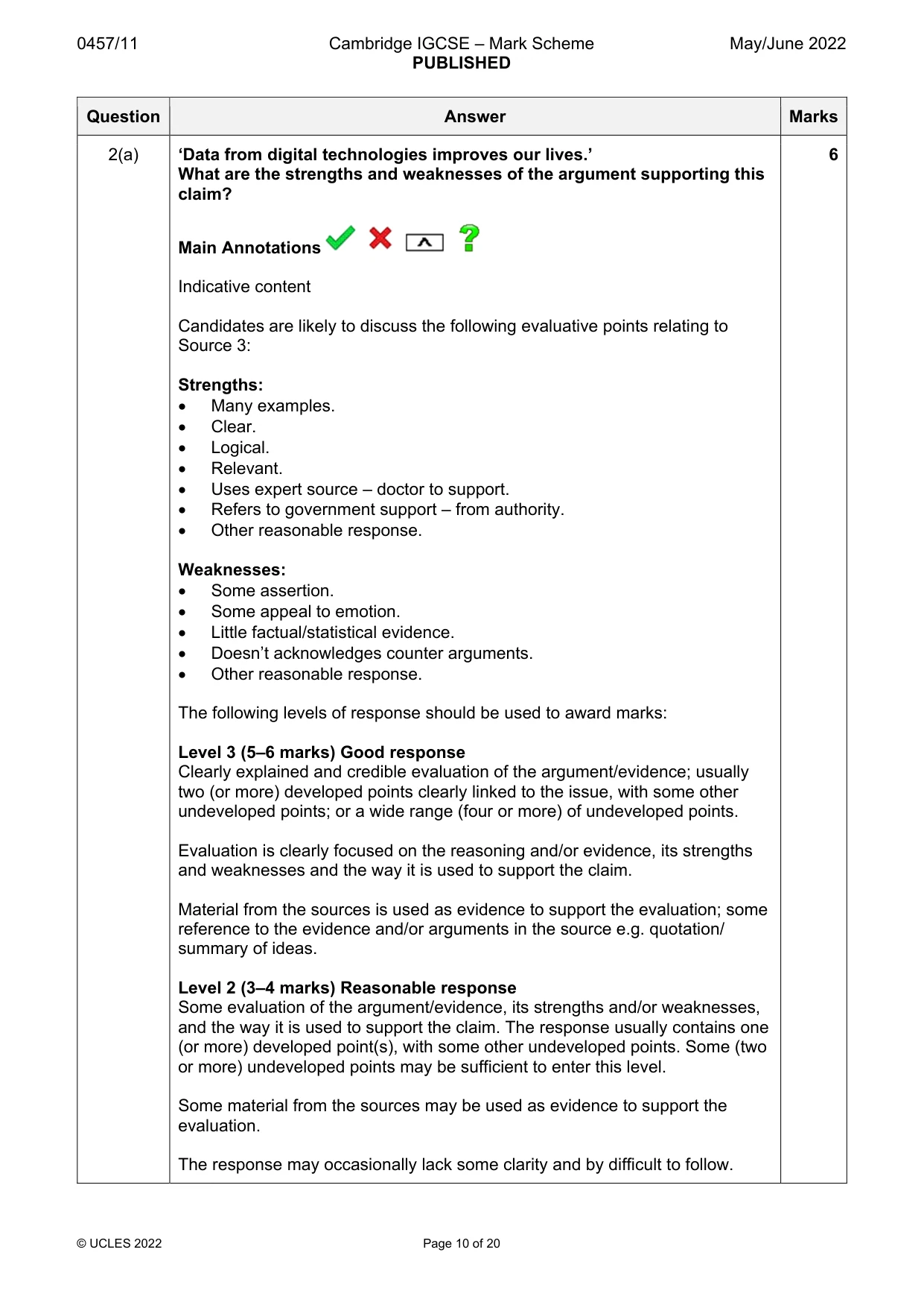 Mark scheme, page 10 of 20
