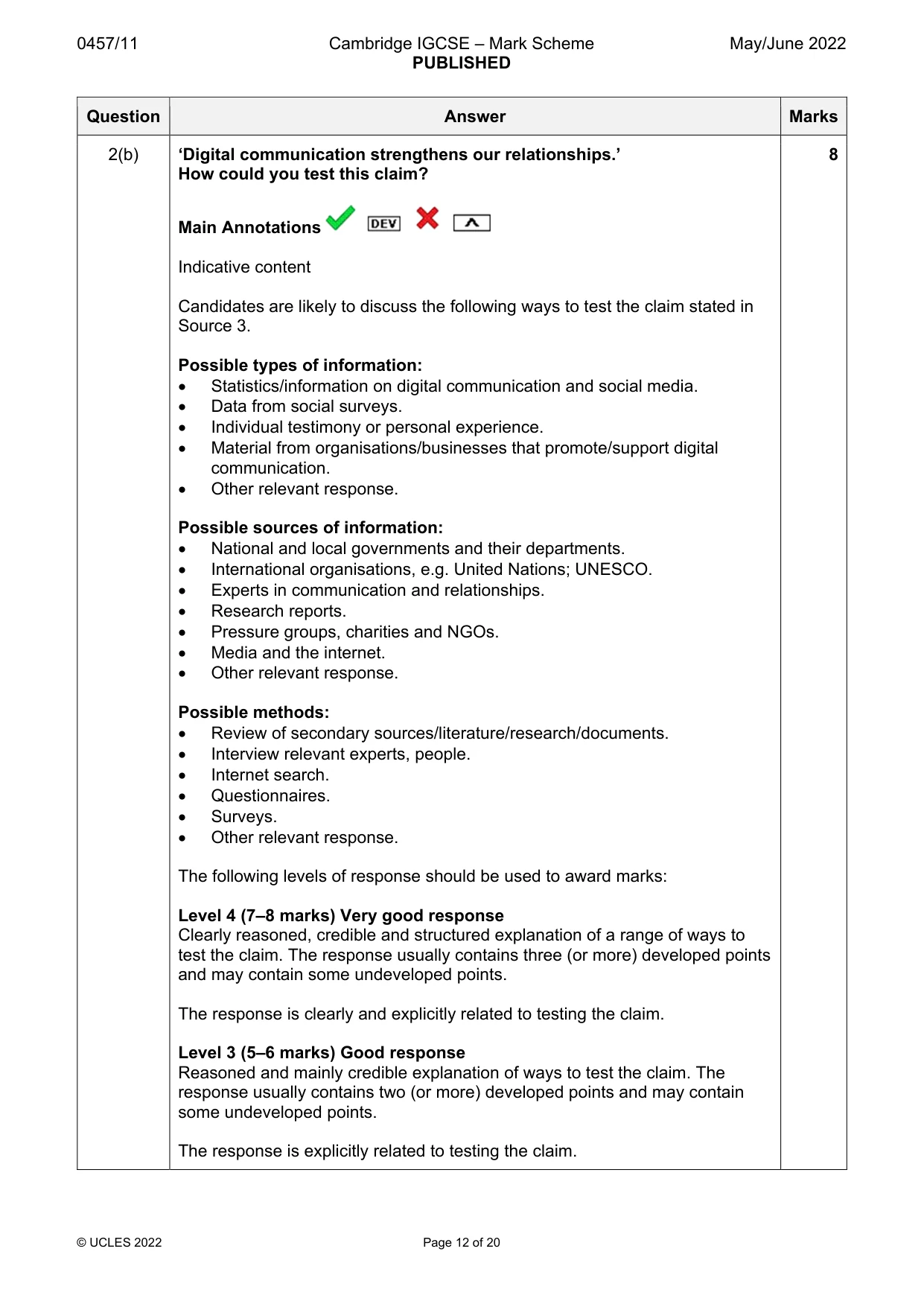 Mark scheme, page 12 of 20
