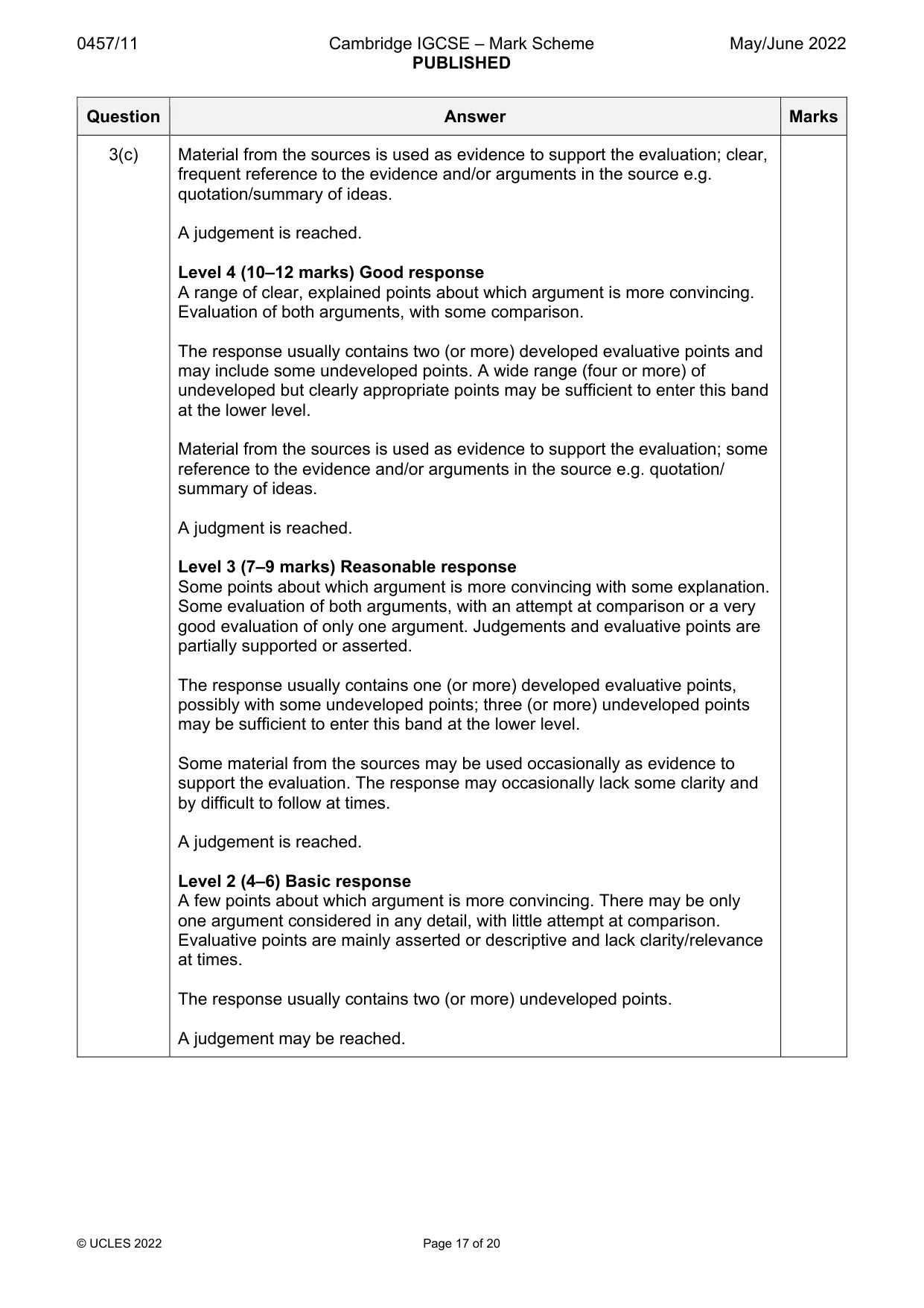 Mark scheme, page 17 of 20