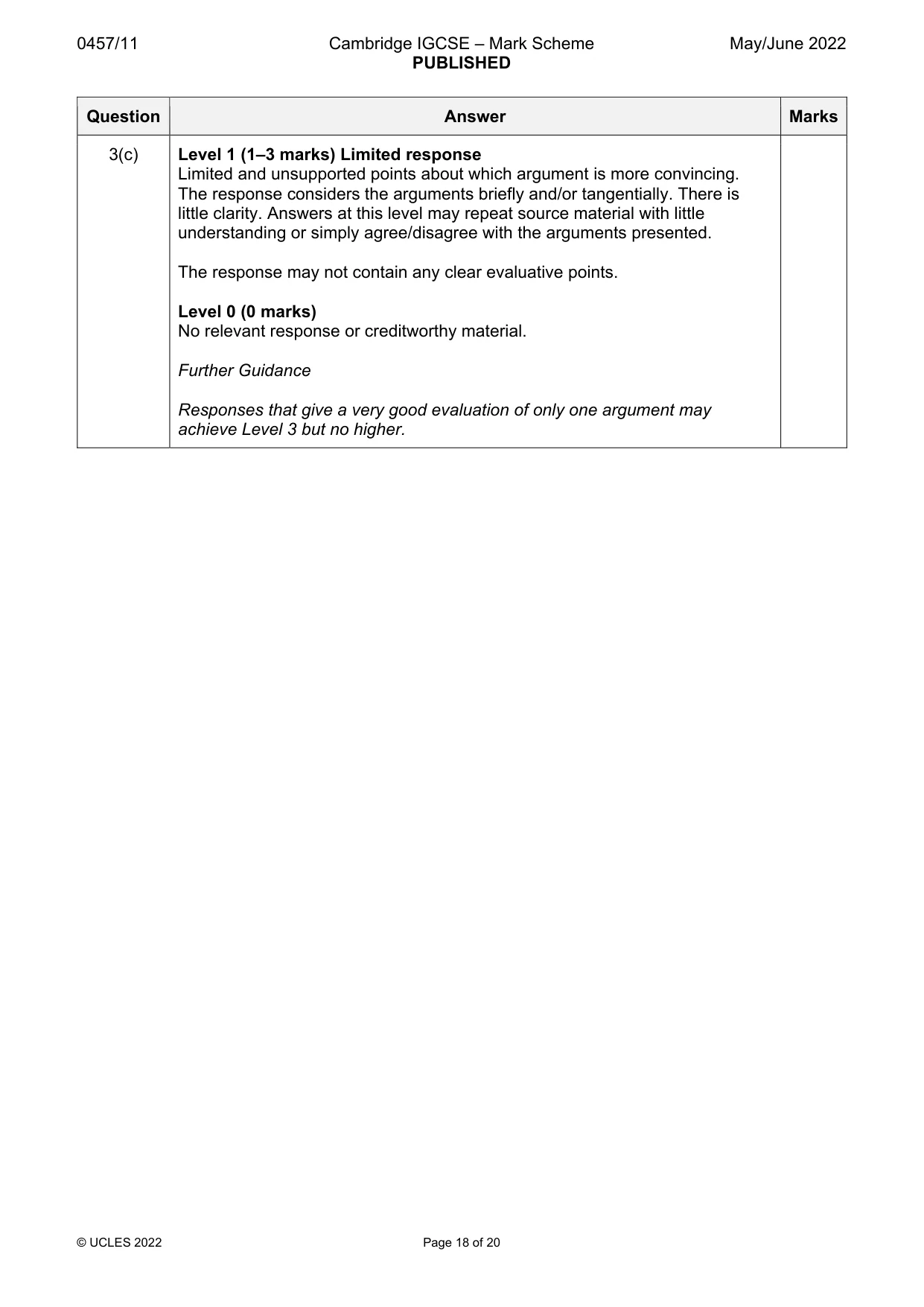 Mark scheme, page 18 of 20