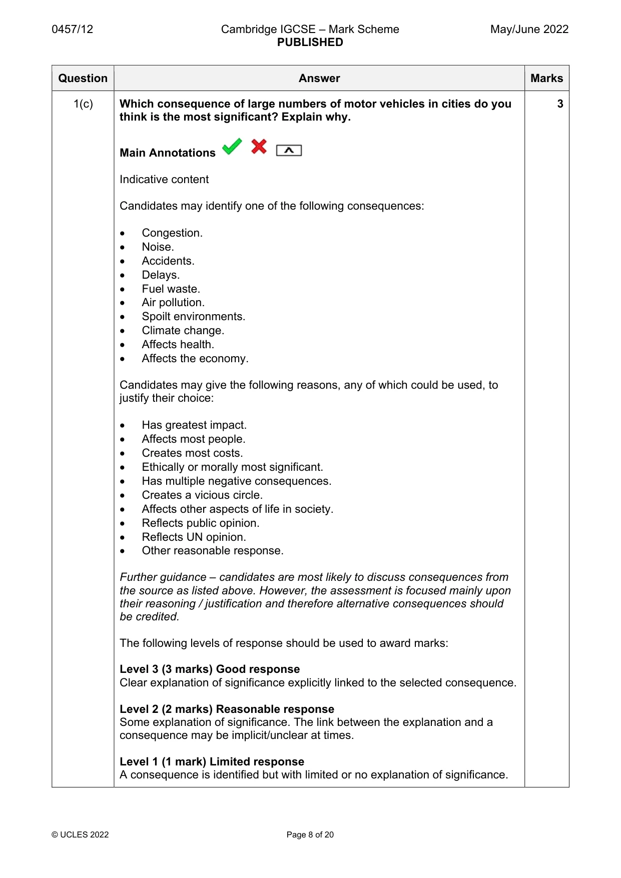 Mark scheme, page 8 of 20