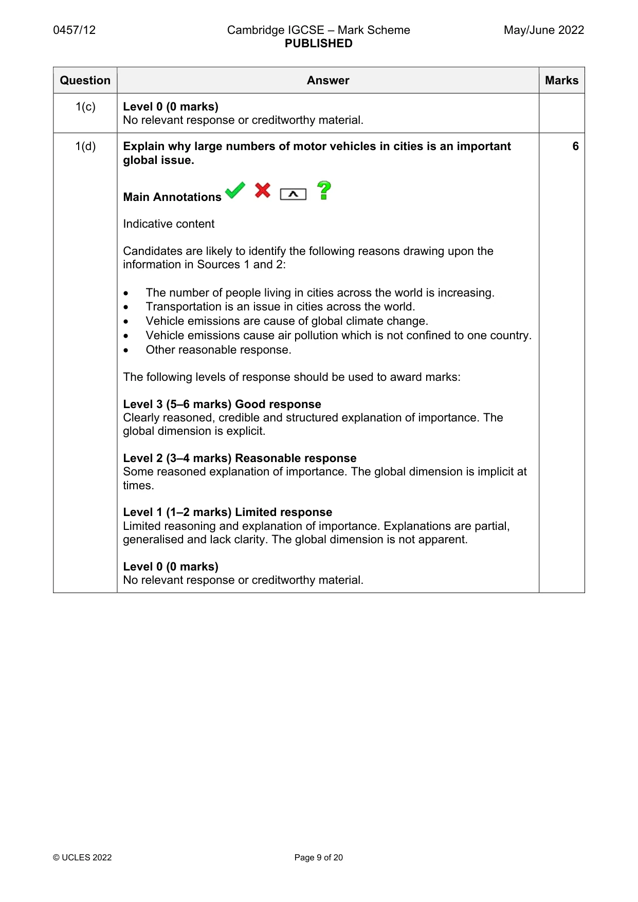 Mark scheme, page 9 of 20