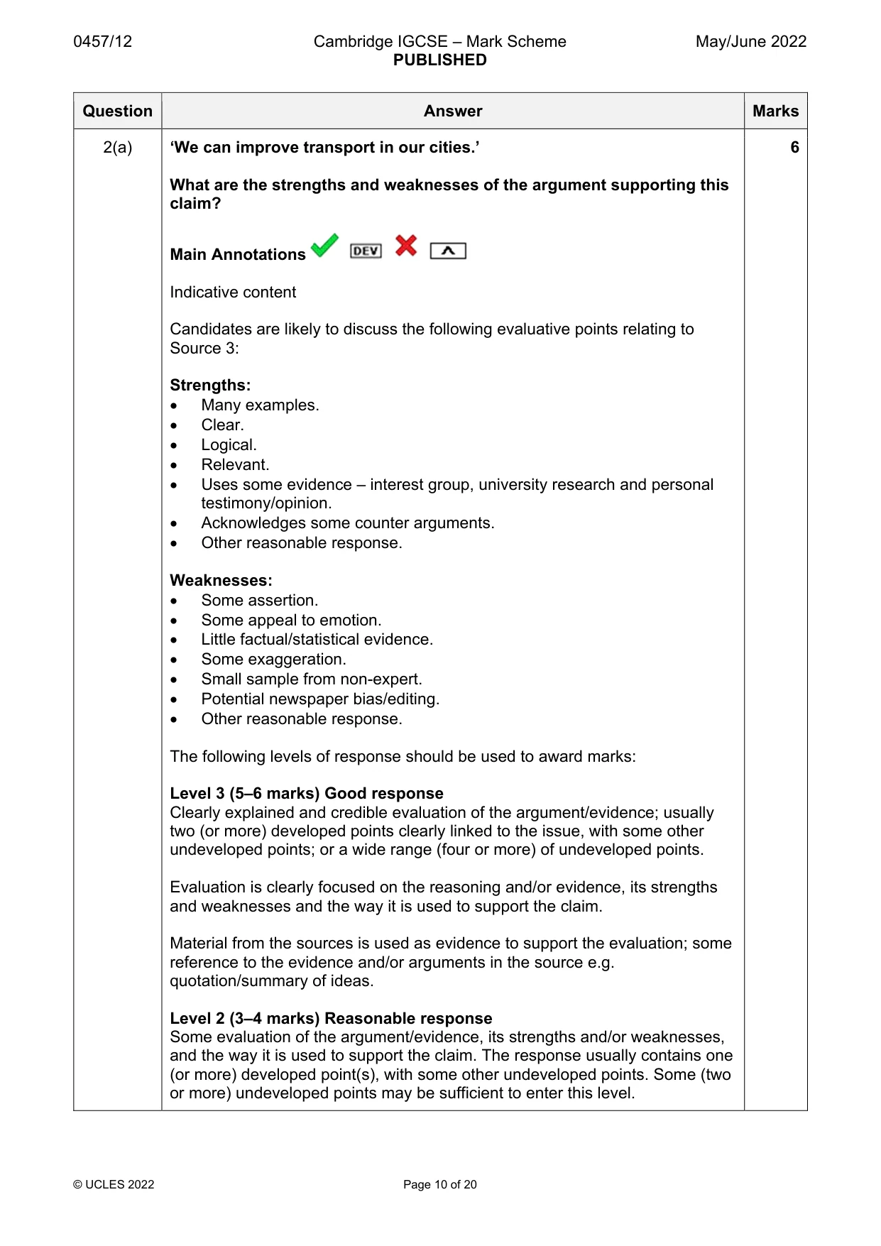 Mark scheme, page 10 of 20