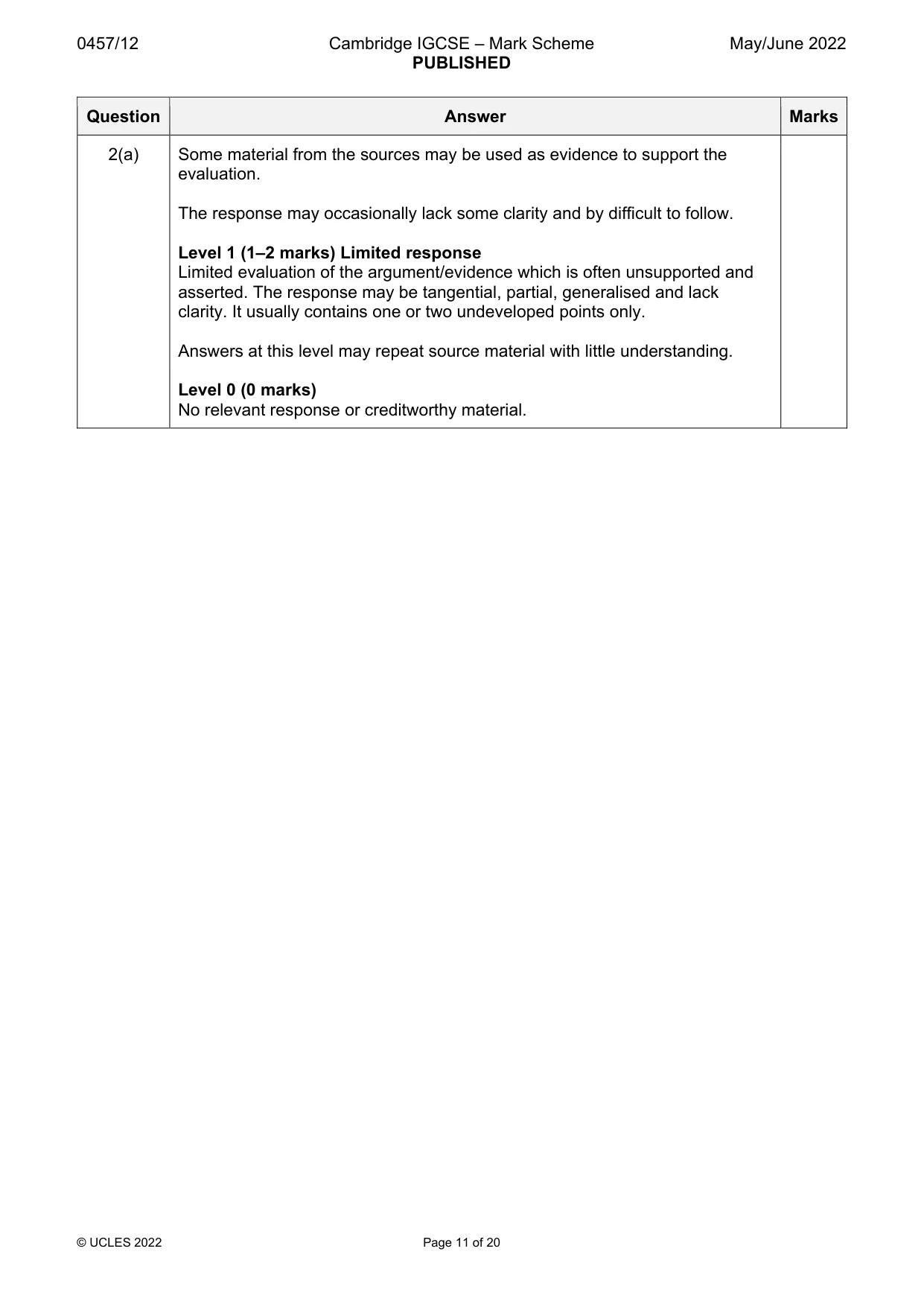Mark scheme, page 11 of 20