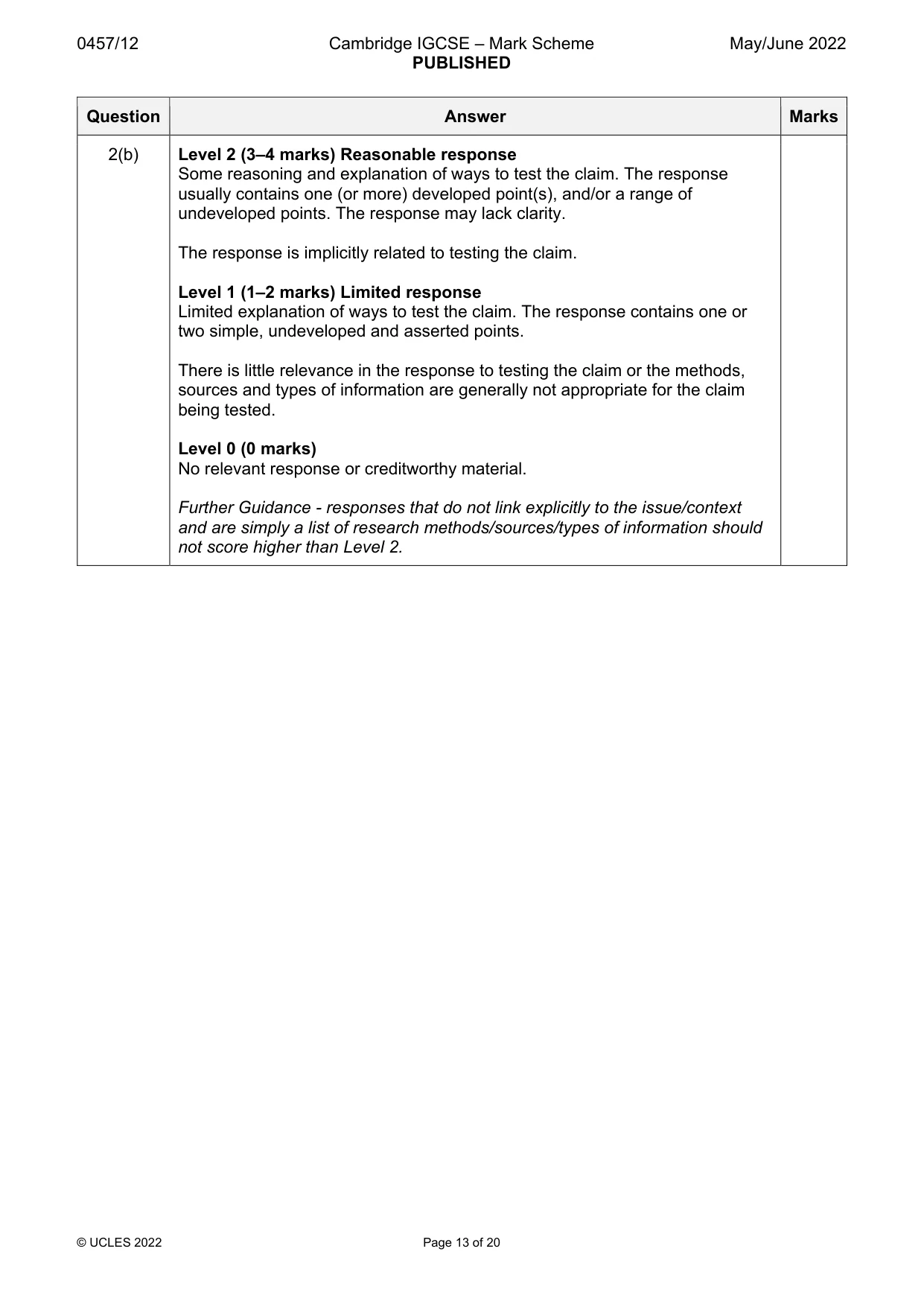 Mark scheme, page 13 of 20