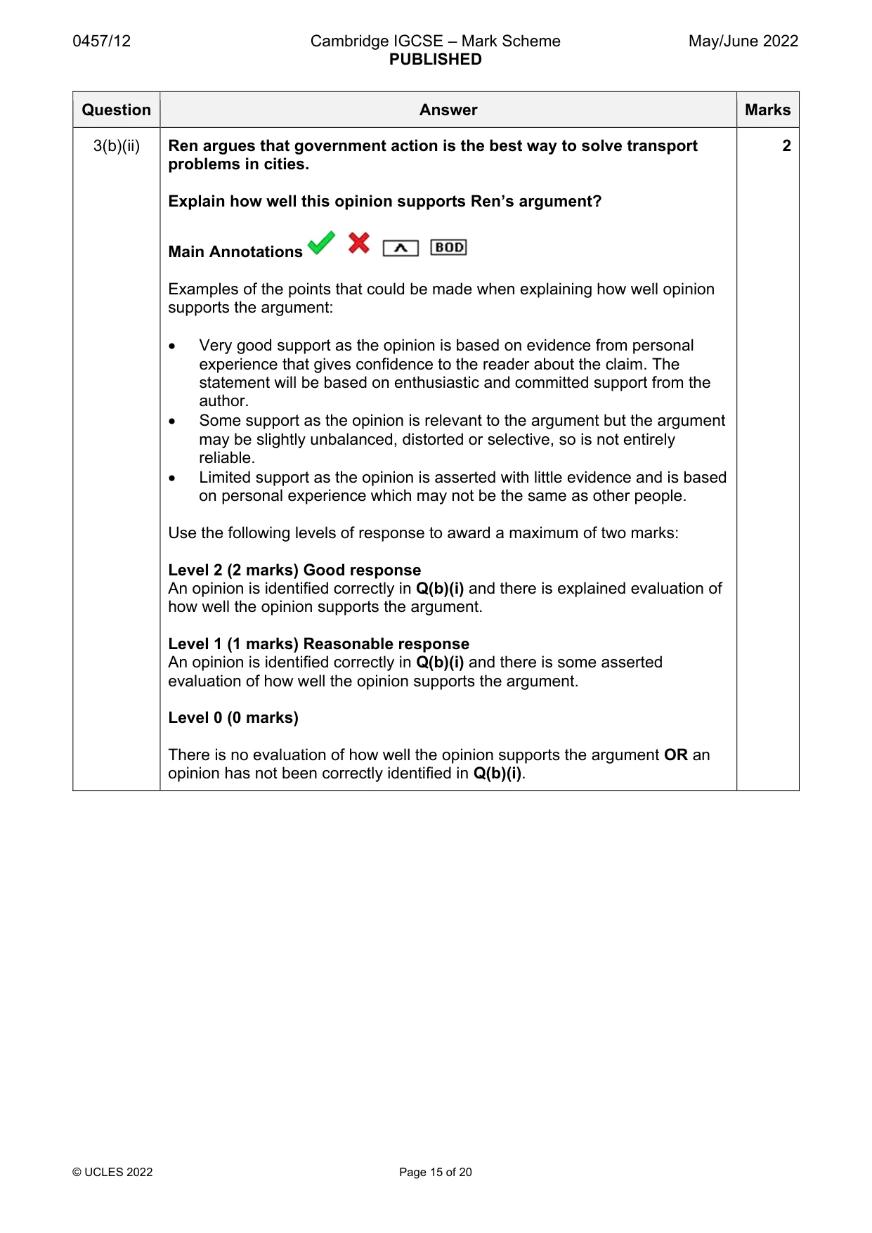 Mark scheme, page 15 of 20