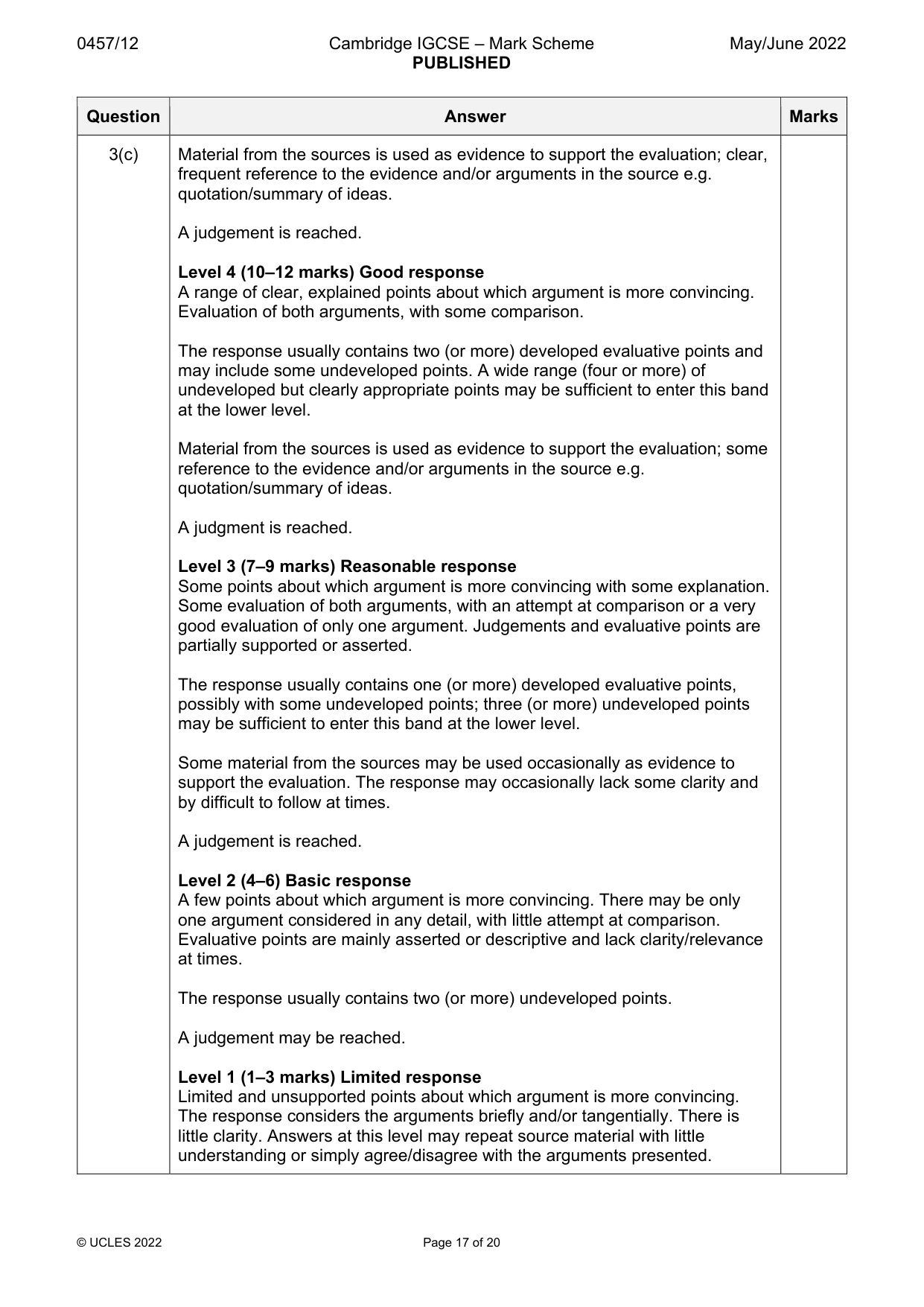 Mark scheme, page 17 of 20