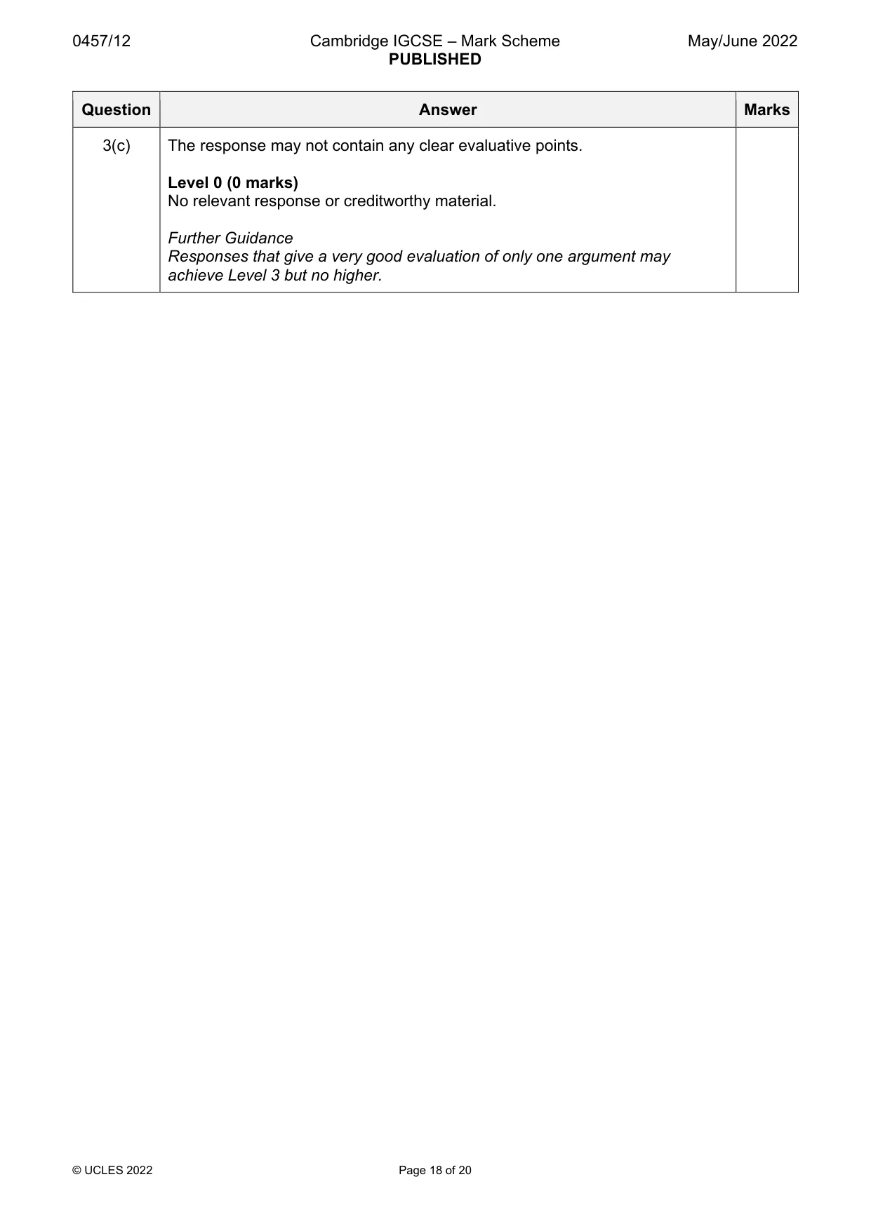 Mark scheme, page 18 of 20