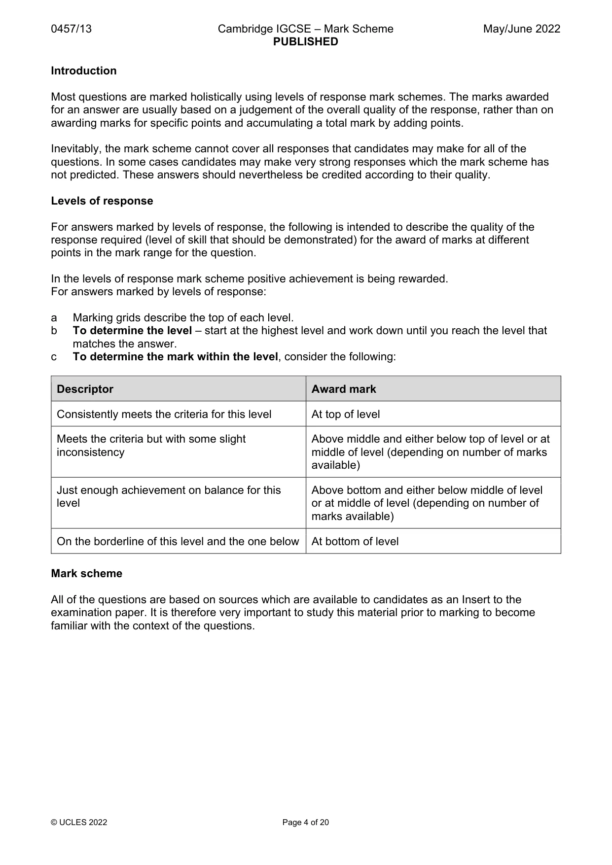 Mark scheme, page 4 of 20