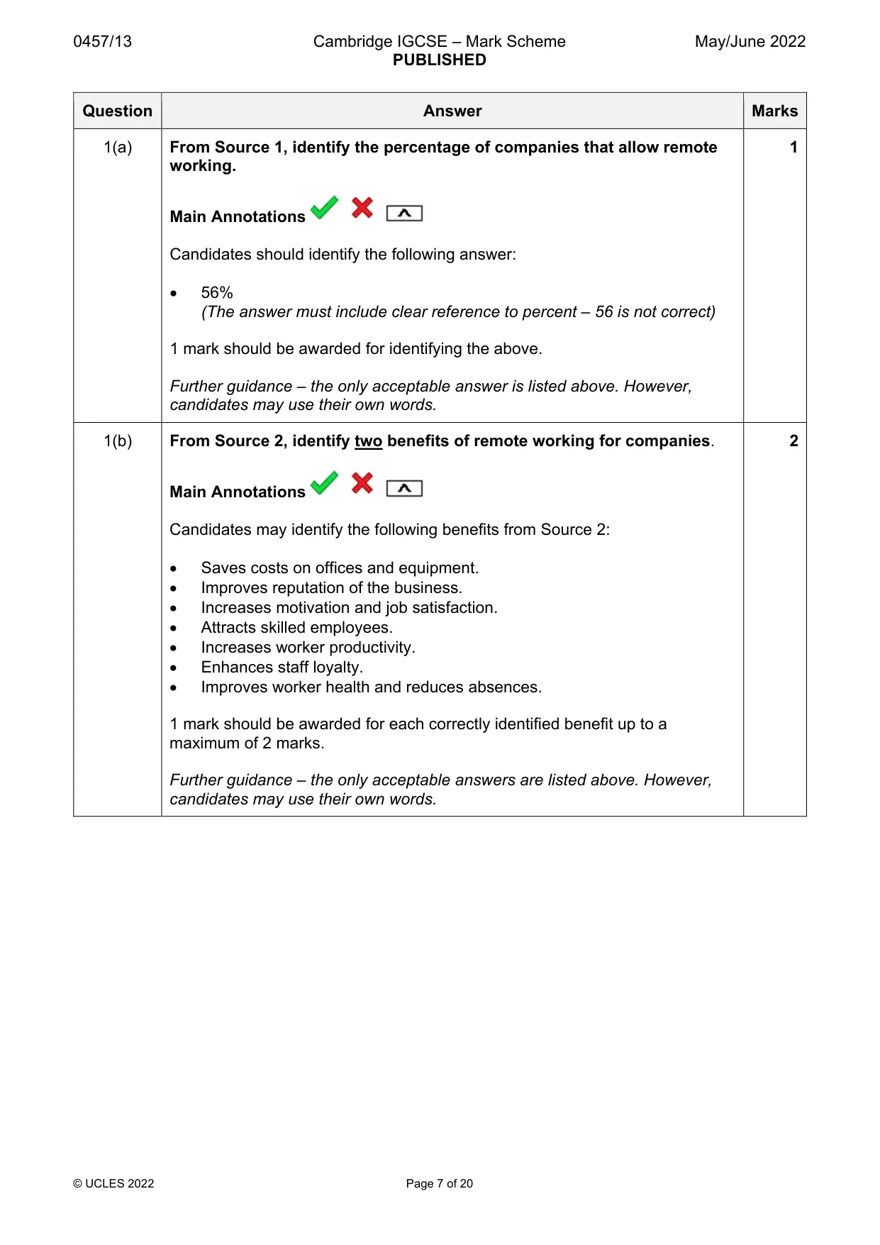 Mark scheme, page 7 of 20