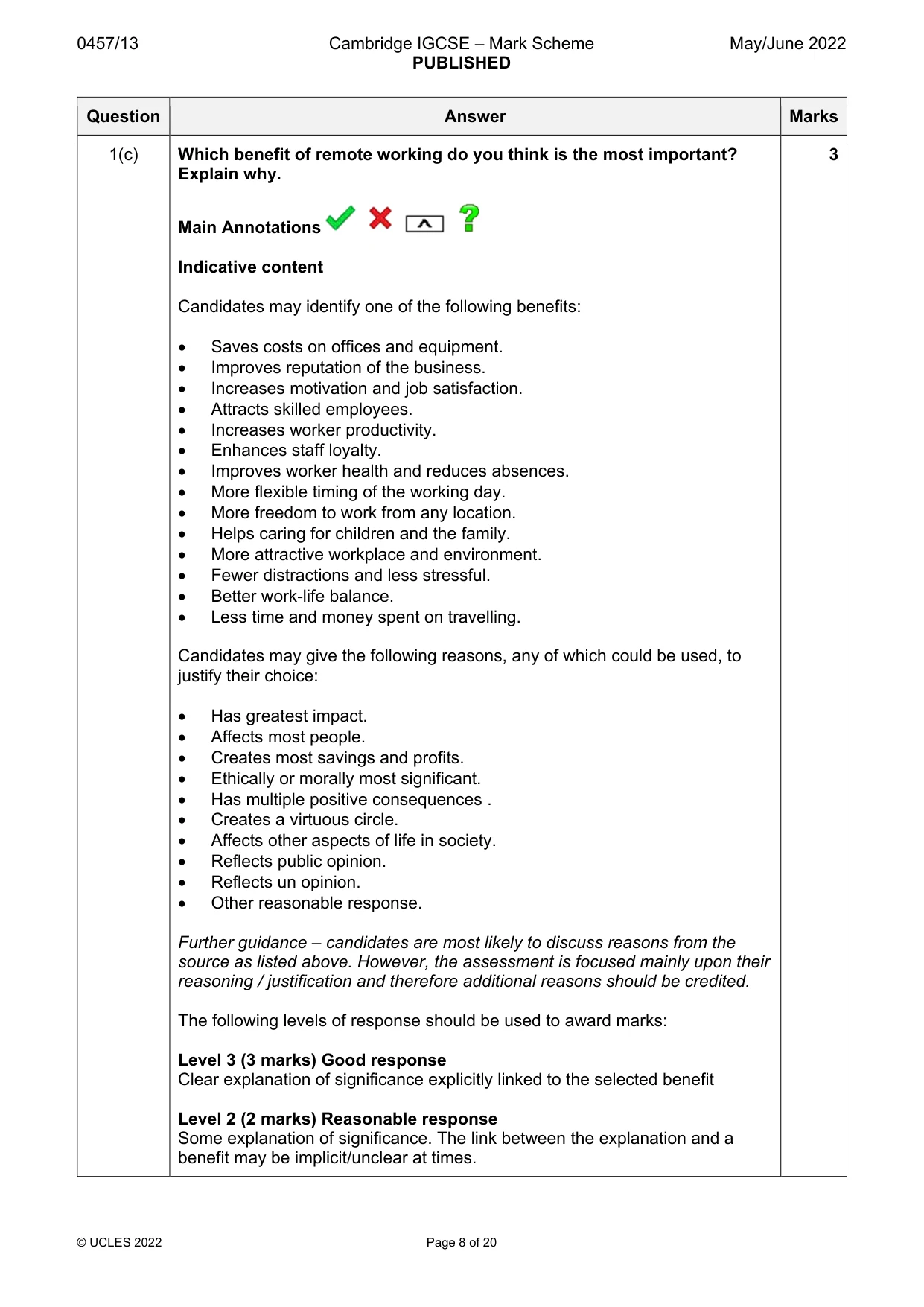 Mark scheme, page 8 of 20