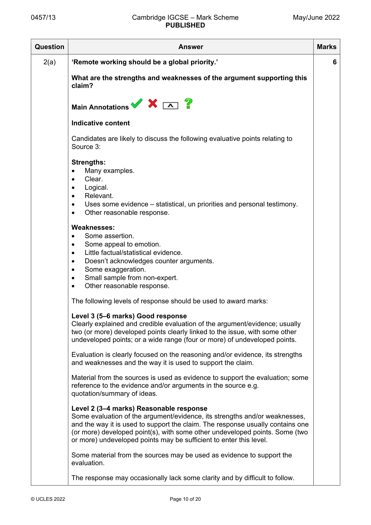 Mark scheme, page 10 of 20
