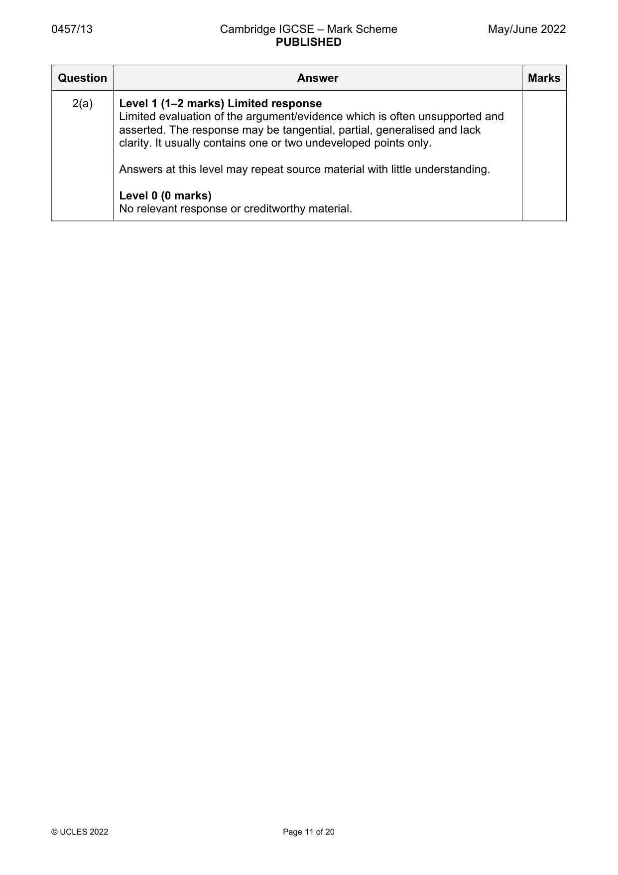 Mark scheme, page 11 of 20