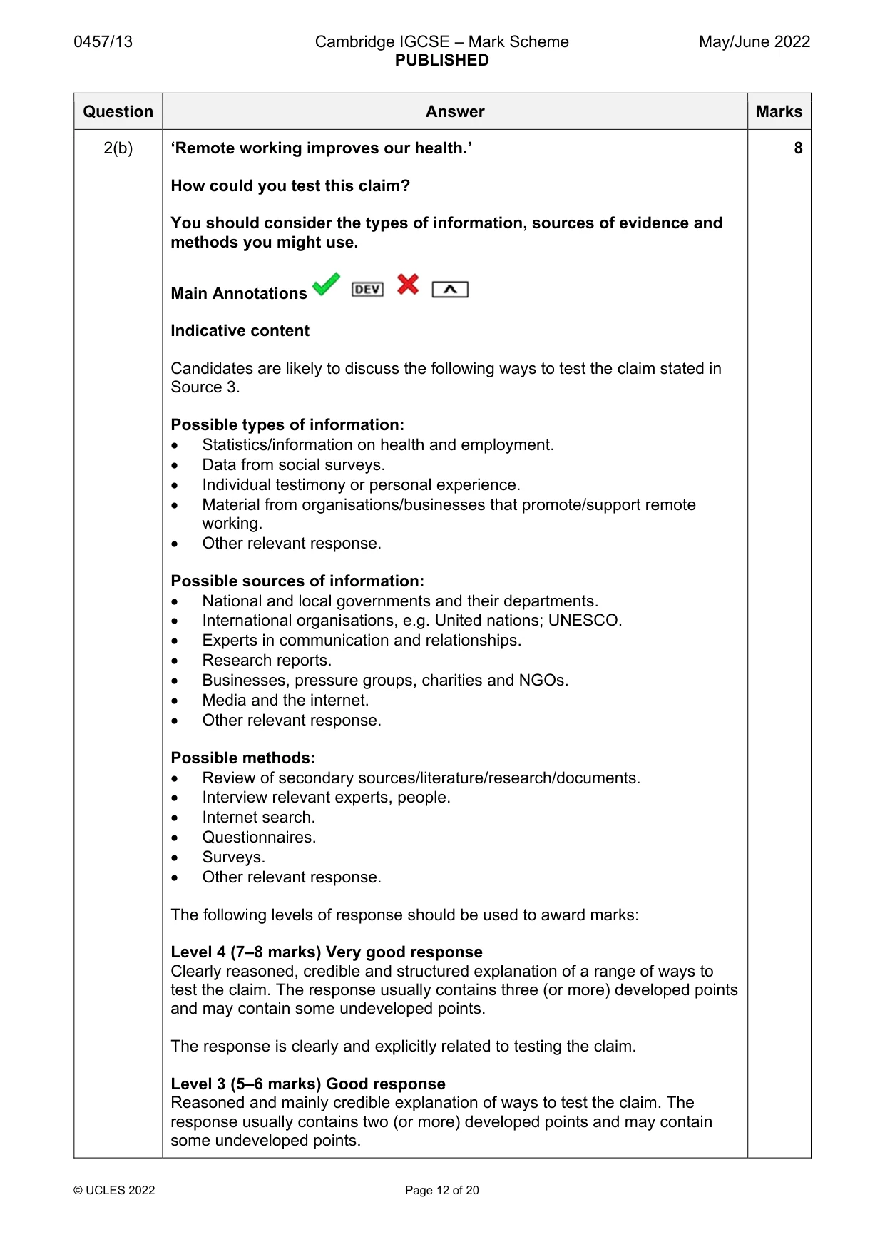 Mark scheme, page 12 of 20