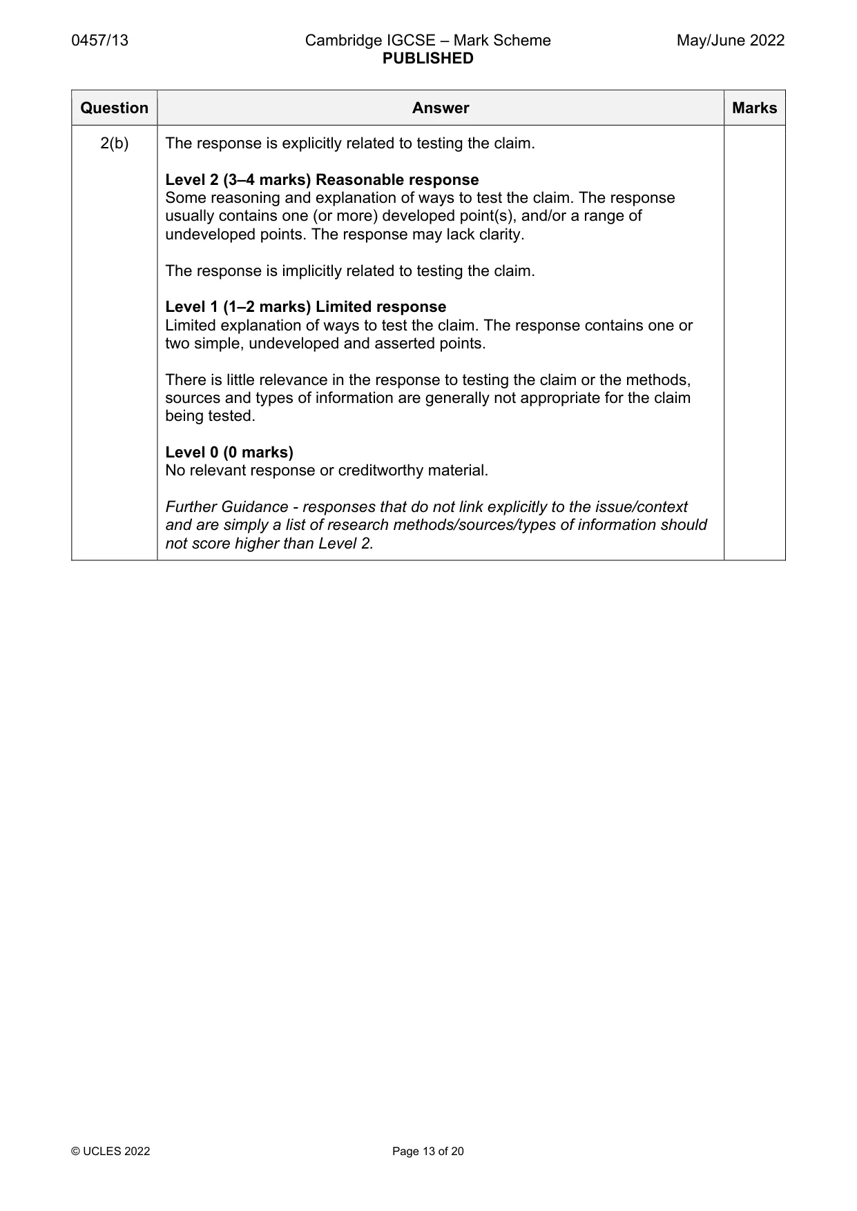 Mark scheme, page 13 of 20