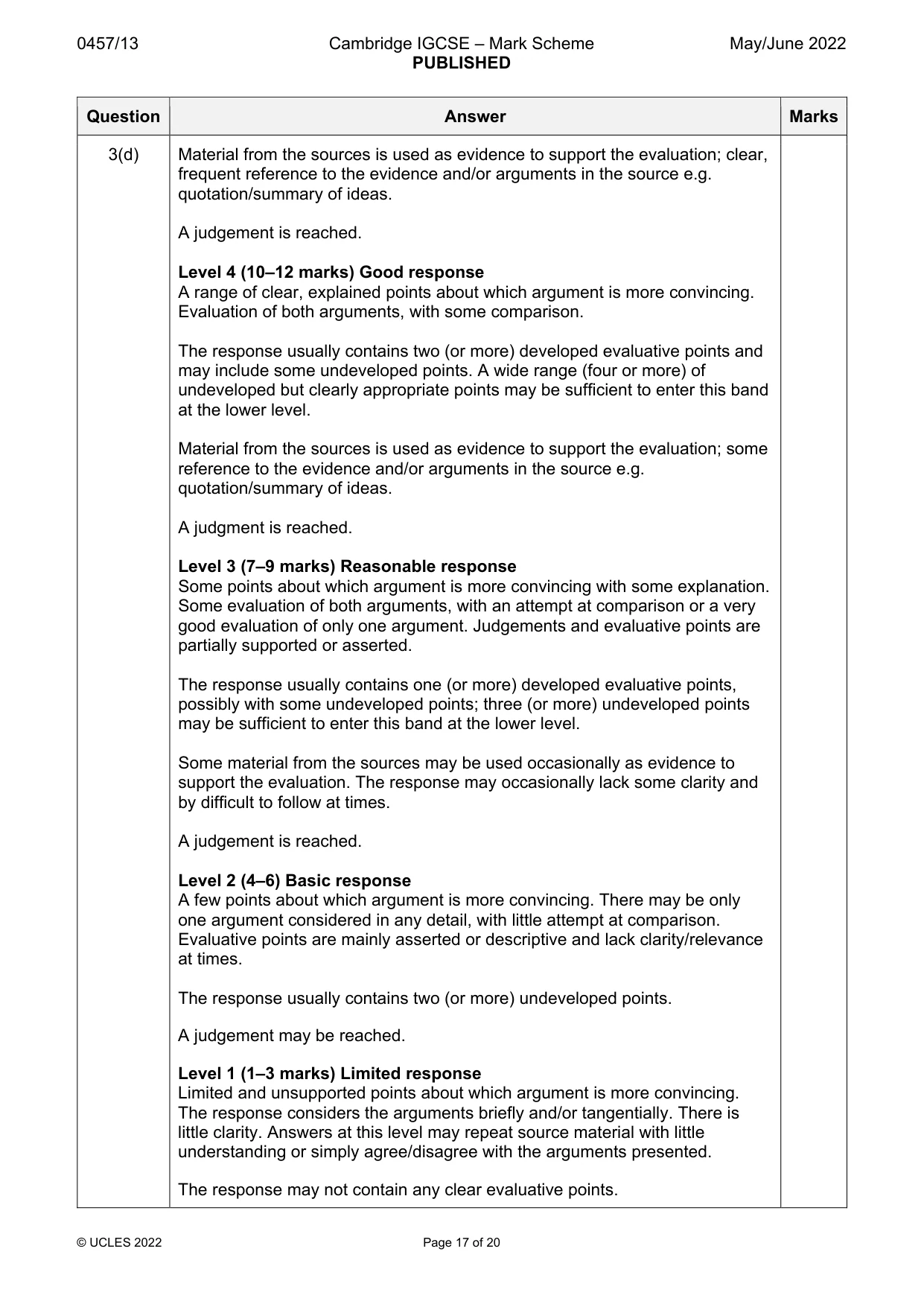 Mark scheme, page 17 of 20