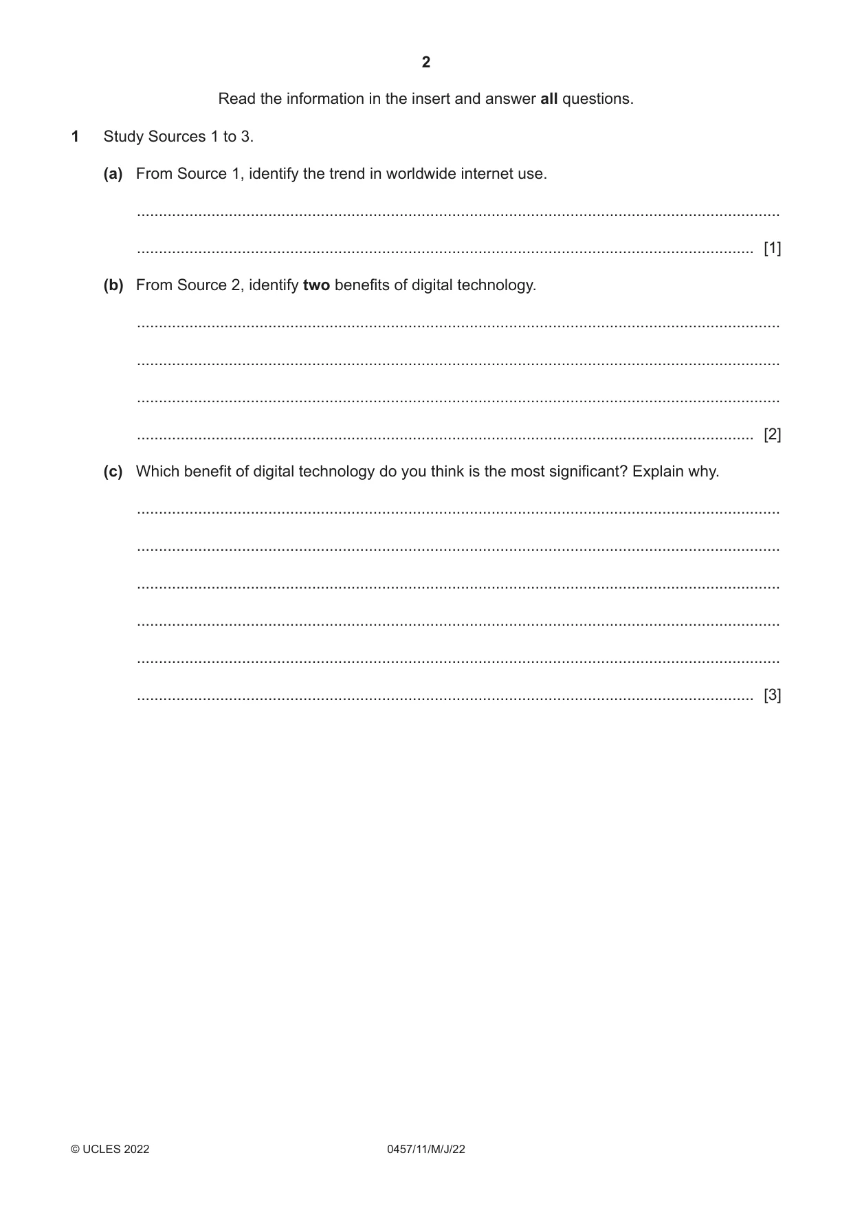 Cambridge IGCSE Global Perspectives 0457 2022 May/June Paper 1 · Variant 1 question paper, page 2 of 12