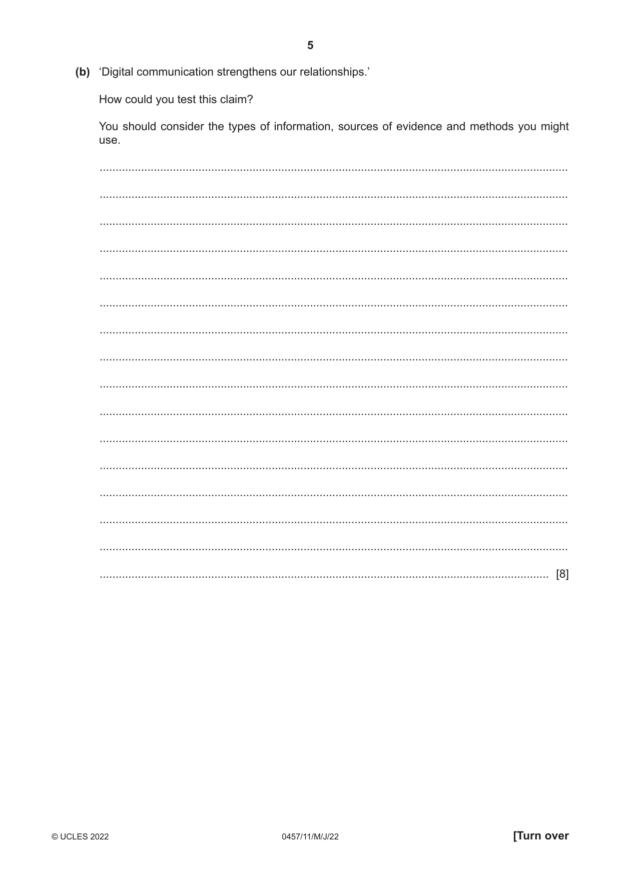 Cambridge IGCSE Global Perspectives 0457 2022 May/June Paper 1 · Variant 1 question paper, page 5 of 12