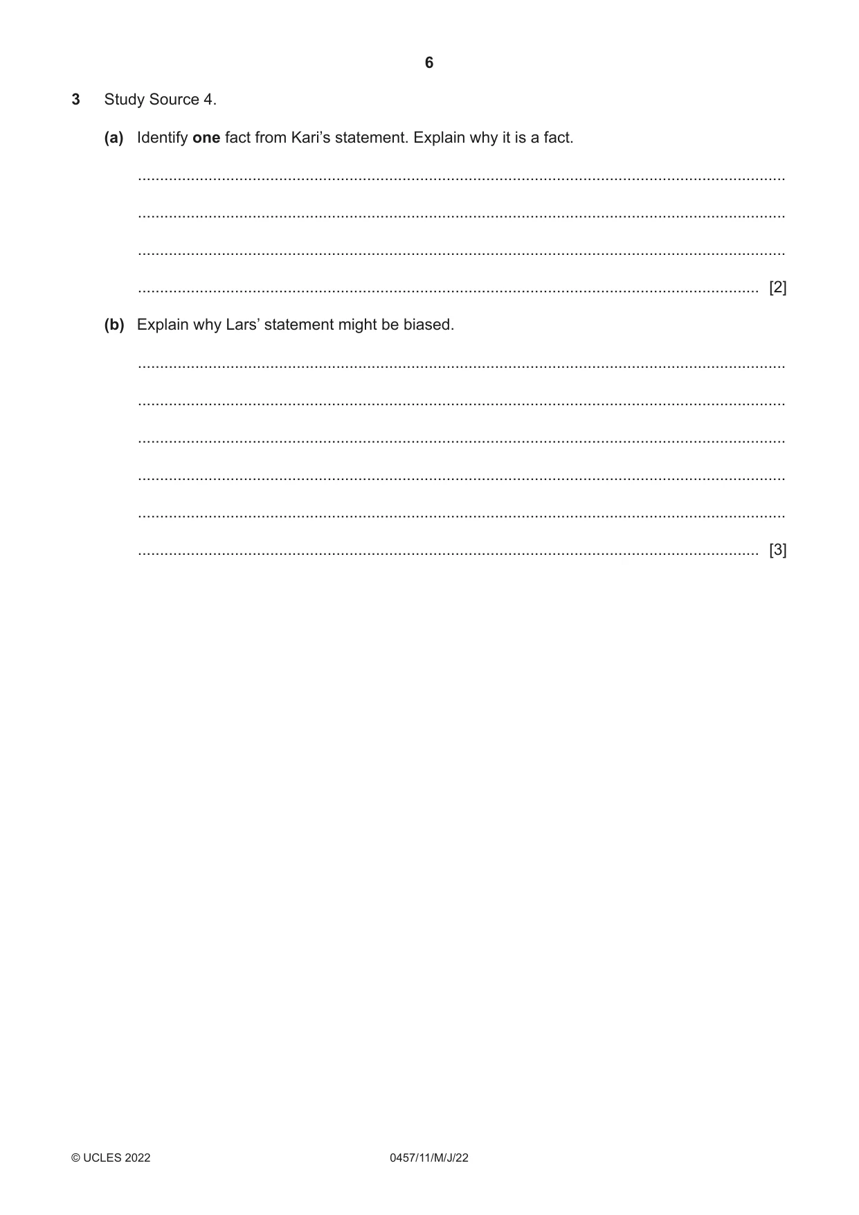 Cambridge IGCSE Global Perspectives 0457 2022 May/June Paper 1 · Variant 1 question paper, page 6 of 12