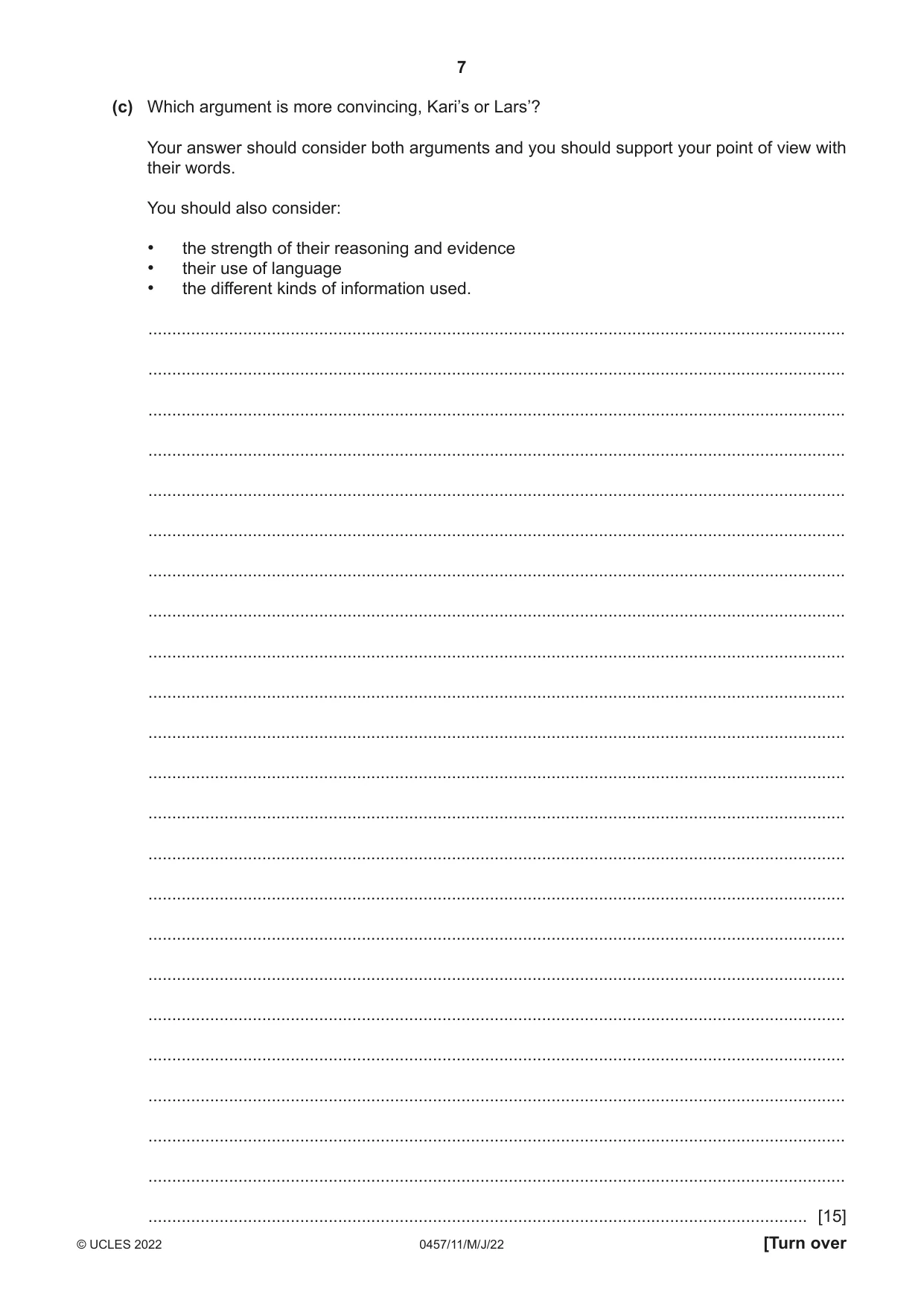 Cambridge IGCSE Global Perspectives 0457 2022 May/June Paper 1 · Variant 1 question paper, page 7 of 12