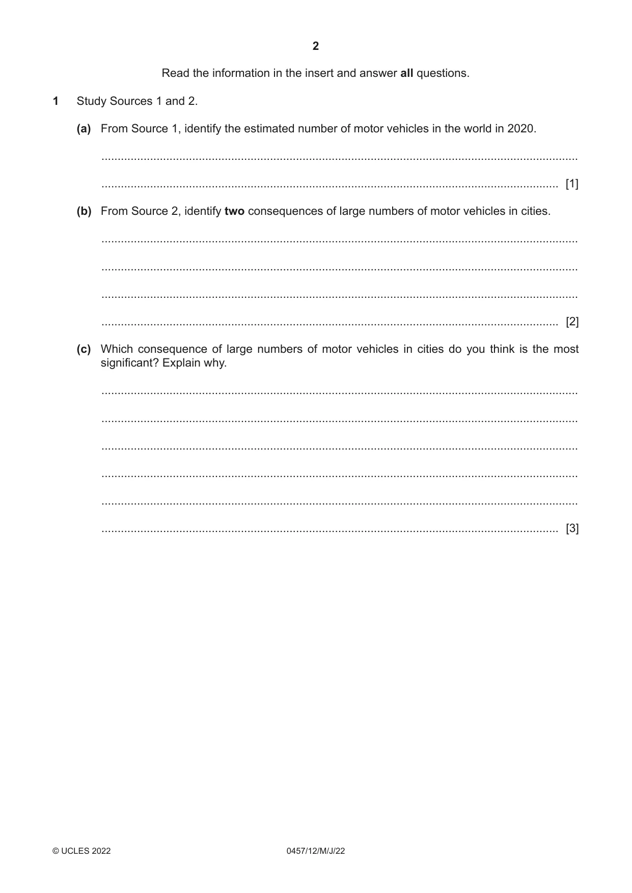 Cambridge IGCSE Global Perspectives 0457 2022 May/June Paper 1 · Variant 2 question paper, page 2 of 12