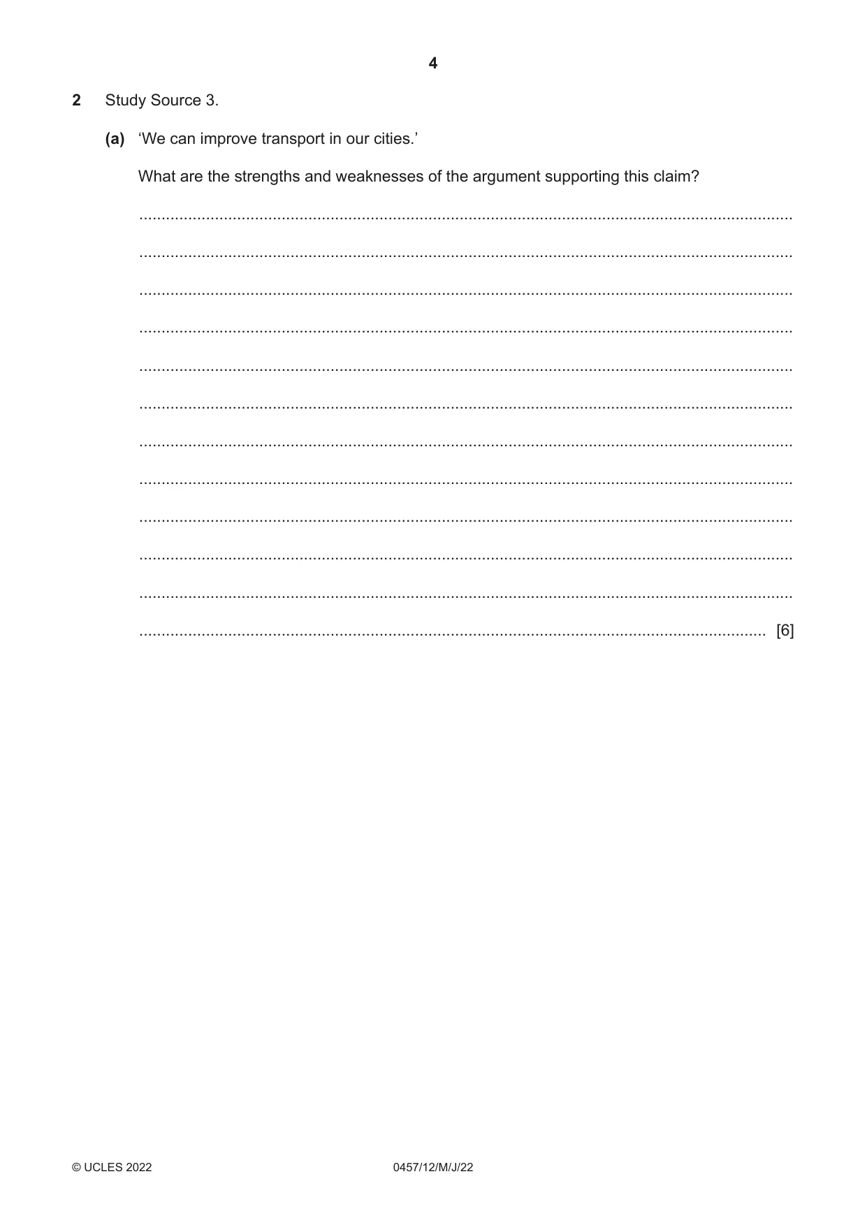 Cambridge IGCSE Global Perspectives 0457 2022 May/June Paper 1 · Variant 2 question paper, page 4 of 12